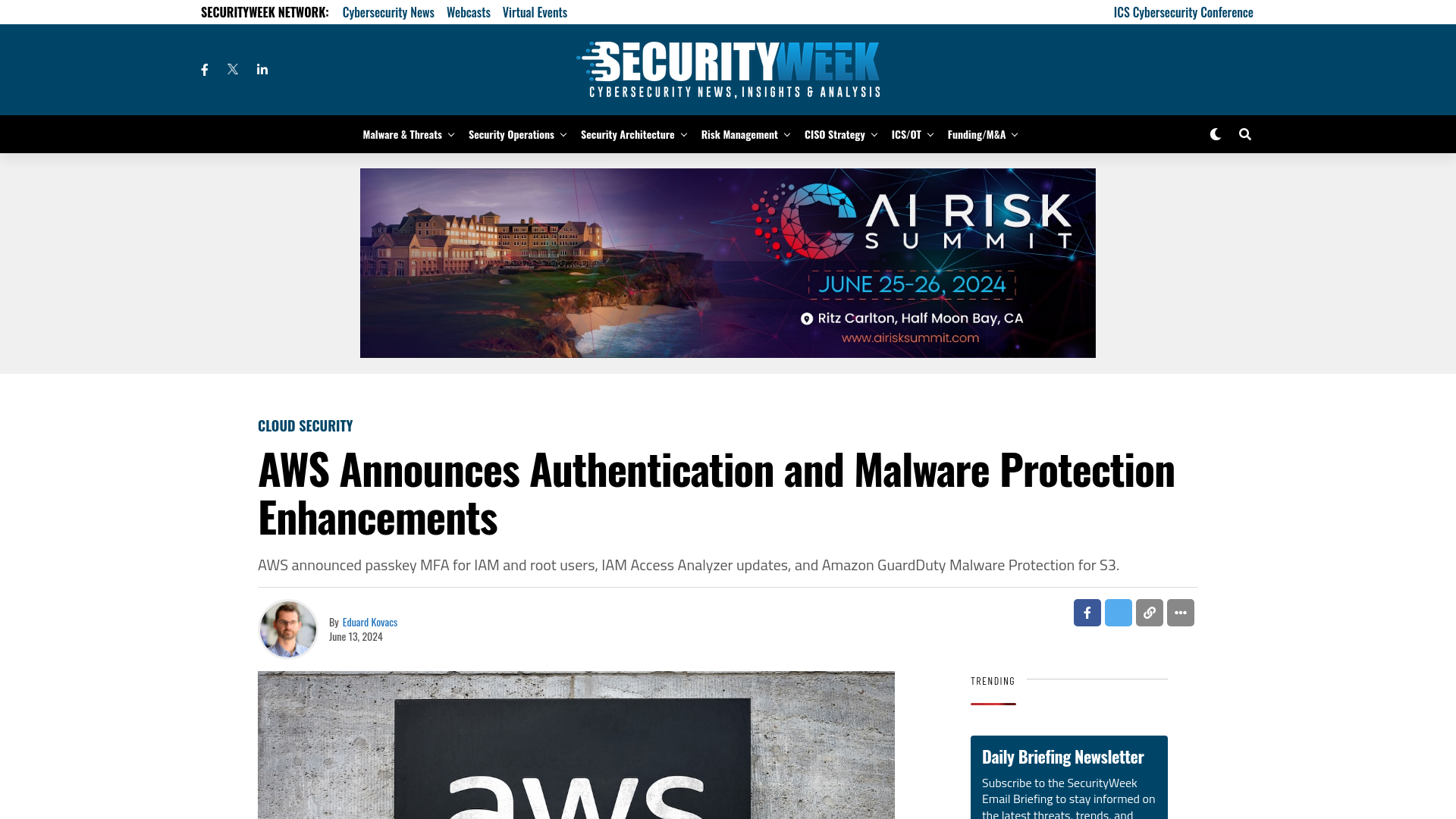 AWS Announces Authentication and Malware Protection Enhancements - SecurityWeek