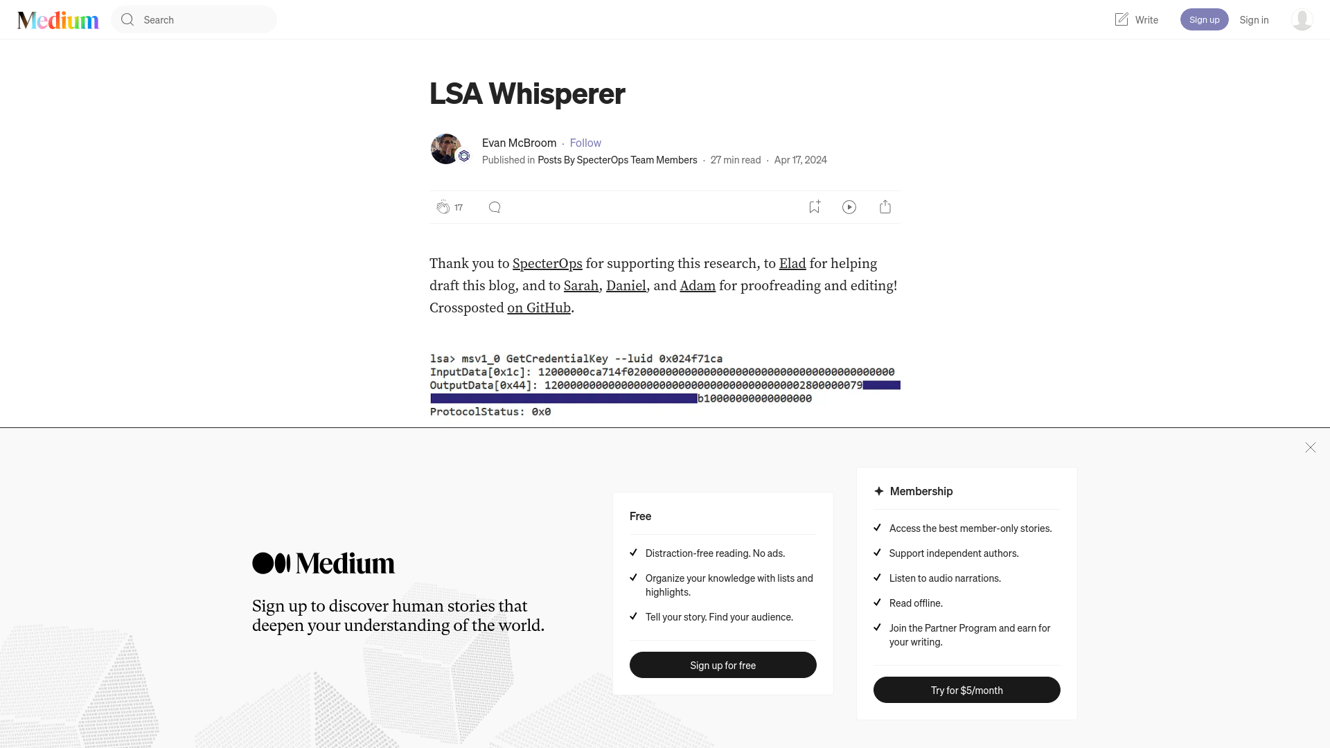 LSA Whisperer. Thank you to SpecterOps for supporting… | by Evan McBroom | Posts By SpecterOps Team Members