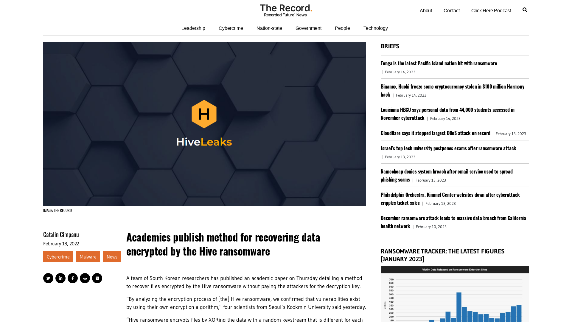 Academics publish method for recovering data encrypted by the Hive ransomware - The Record from Recorded Future News