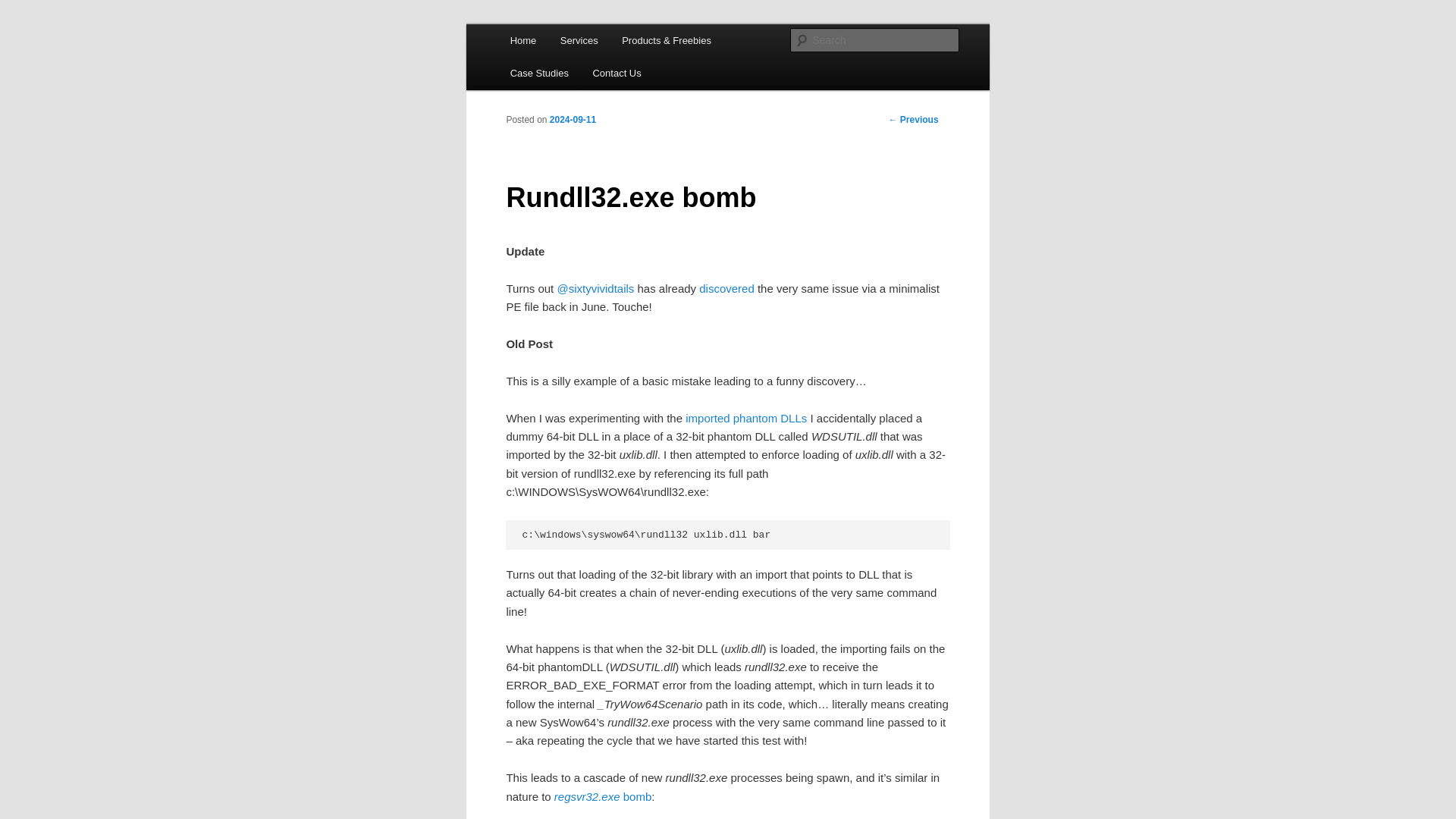 Rundll32.exe bomb | Hexacorn