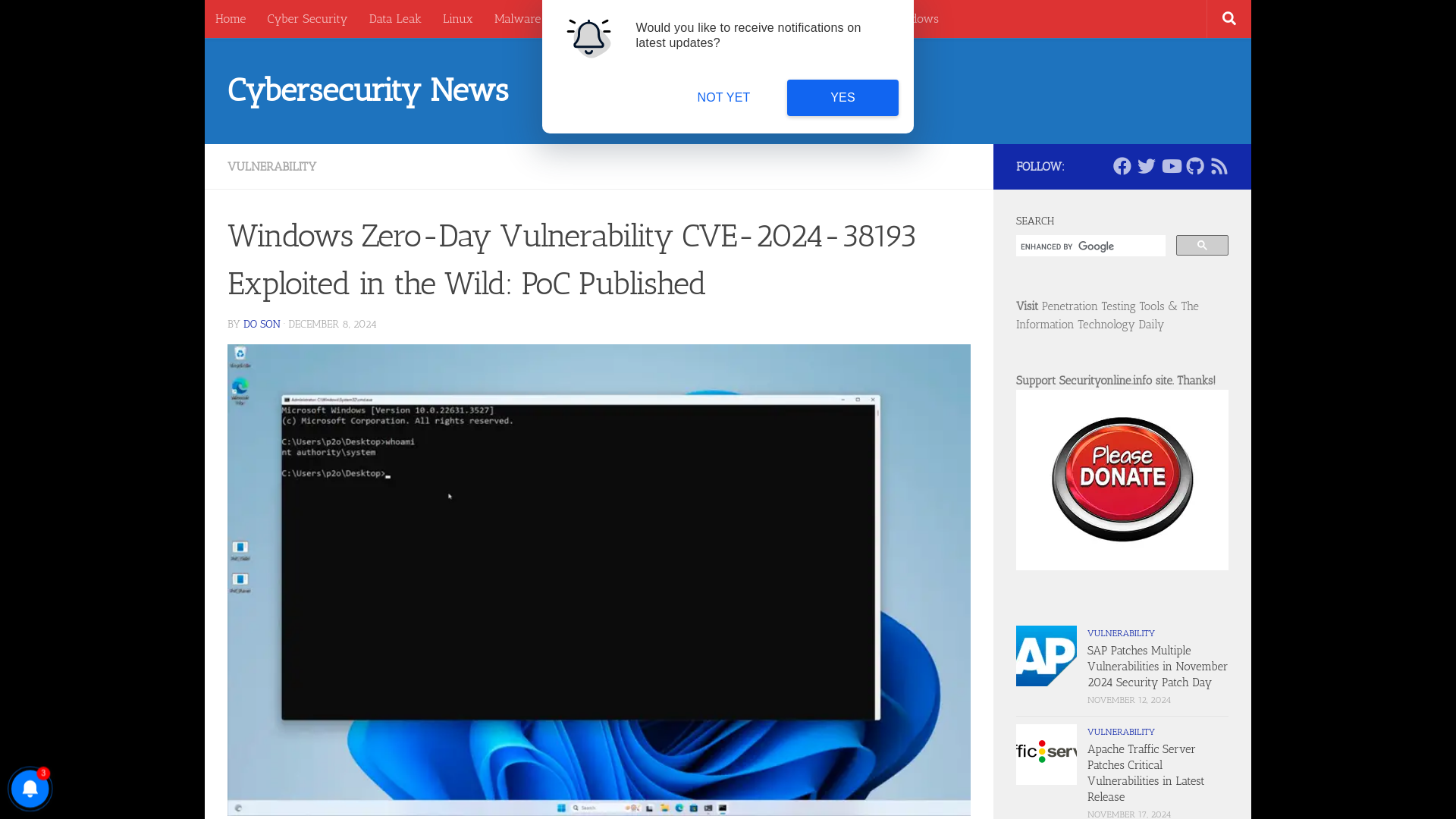 Windows Zero-Day Vulnerability CVE-2024-38193 Exploited in the Wild: PoC Published