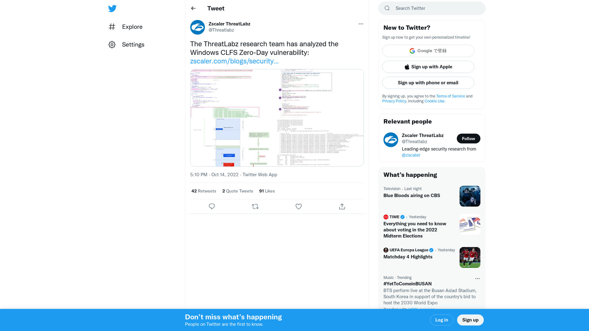 Zscaler ThreatLabz on Twitter: "The ThreatLabz research team has analyzed the Windows CLFS Zero-Day vulnerability: https://t.co/1SfCHDkCYp https://t.co/N6NGHRsPEo" / Twitter