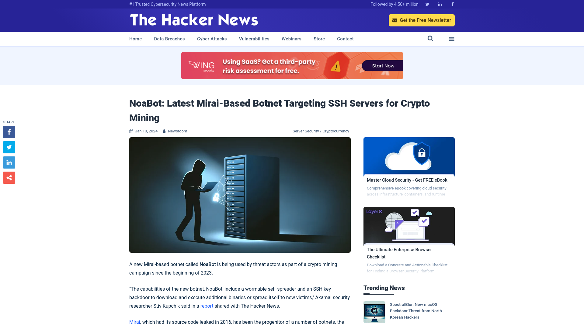 NoaBot: Latest Mirai-Based Botnet Targeting SSH Servers for Crypto Mining