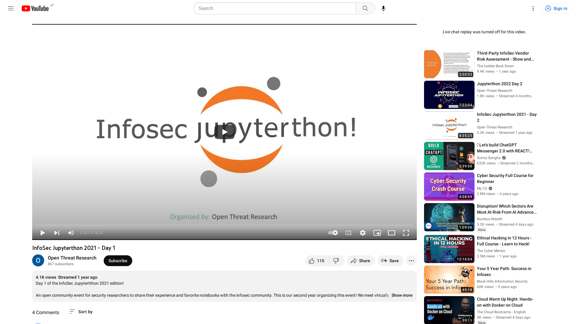 InfoSec Jupyterthon 2021 - Day 1 - YouTube