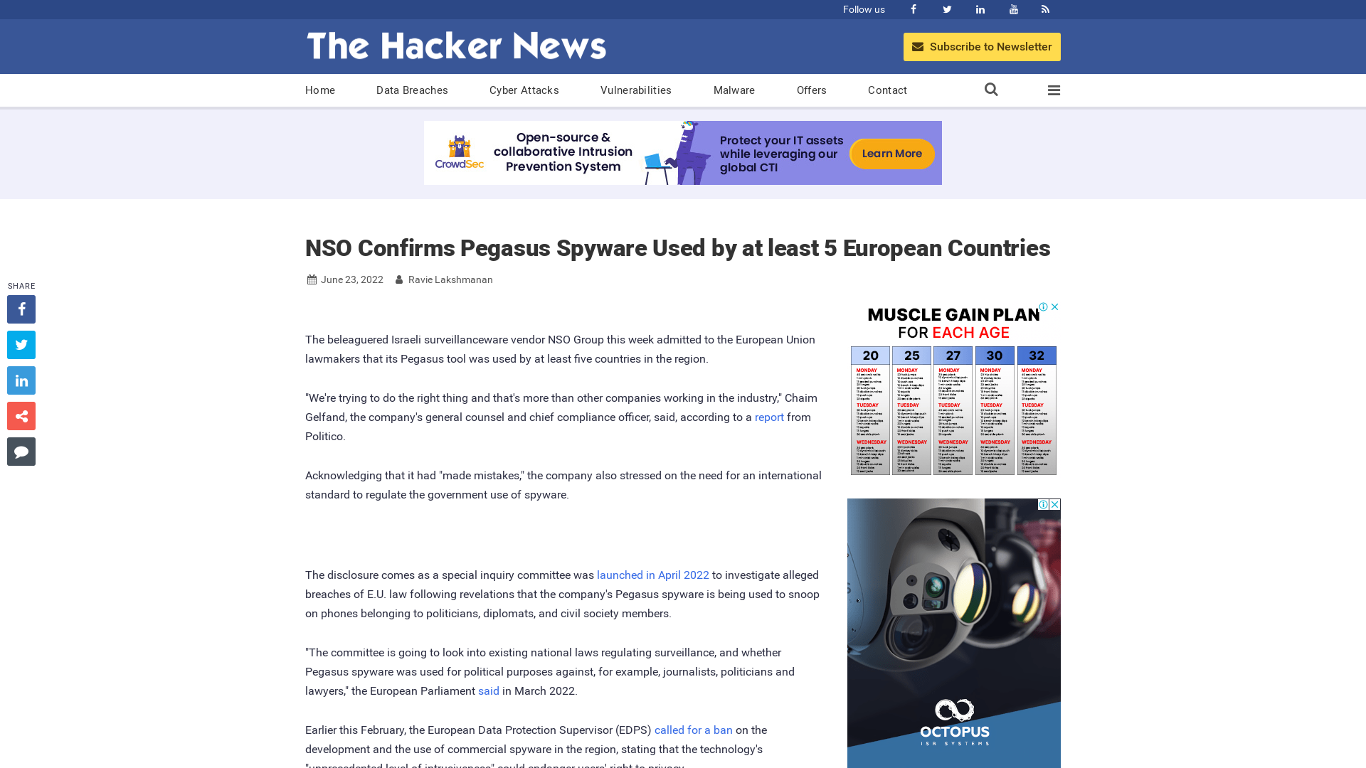 NSO Confirms Pegasus Spyware Used by at least 5 European Countries