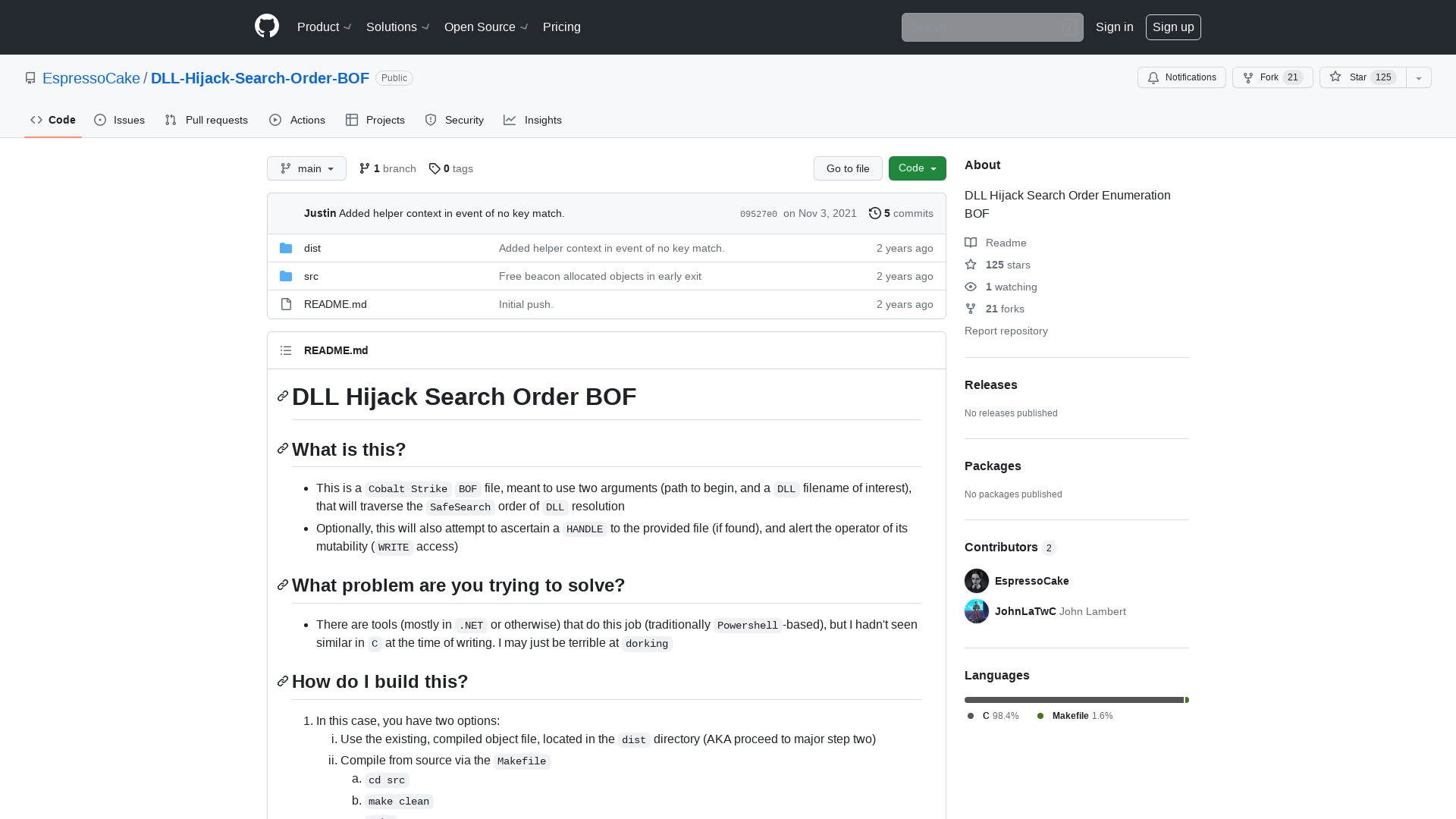 GitHub - EspressoCake/DLL-Hijack-Search-Order-BOF: DLL Hijack Search Order Enumeration BOF