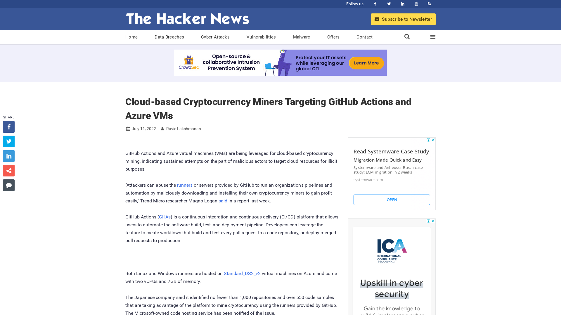 Cloud-based Cryptocurrency Miners Targeting GitHub Actions and Azure VMs