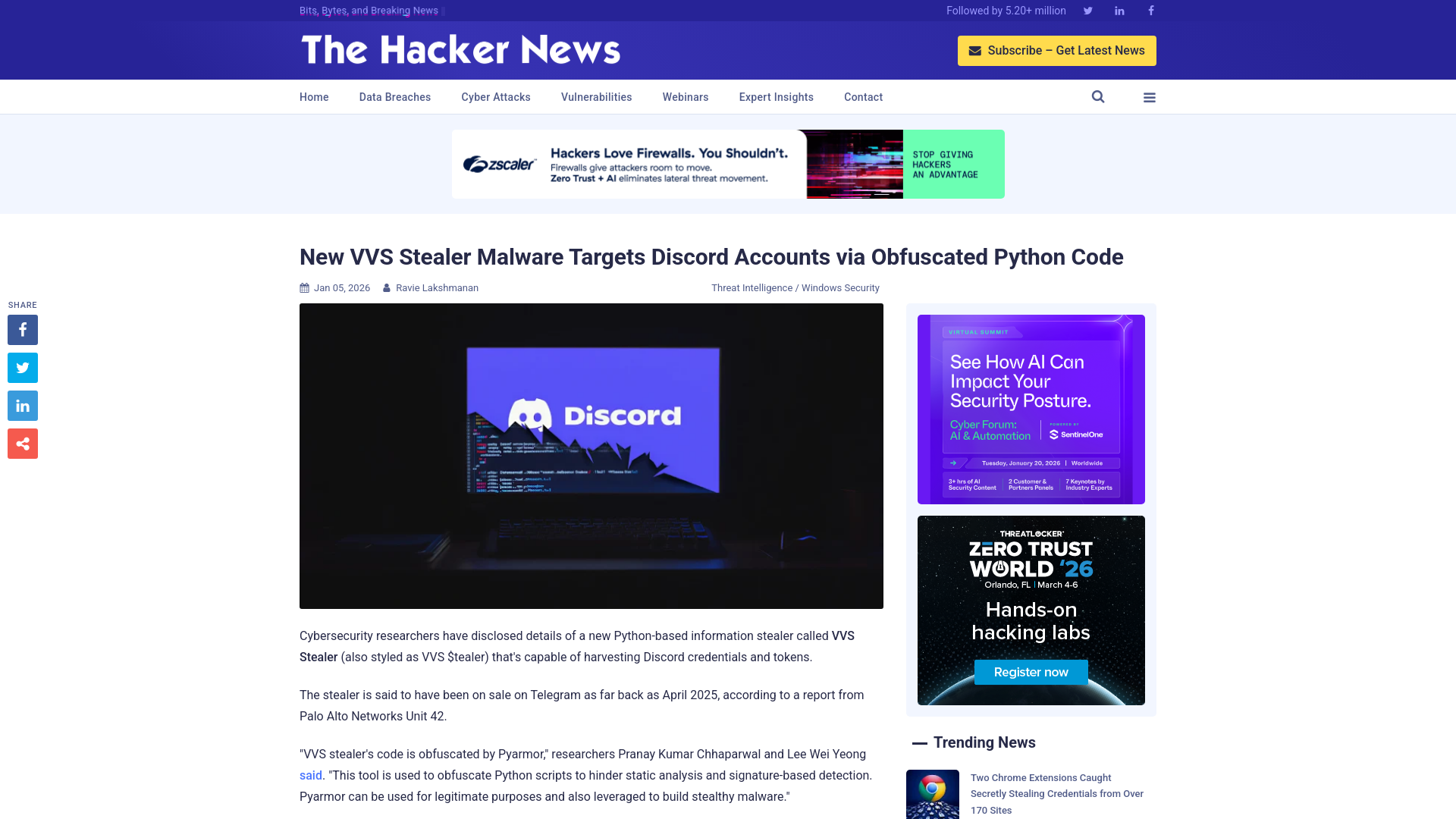New VVS Stealer Malware Targets Discord Accounts via Obfuscated Python Code