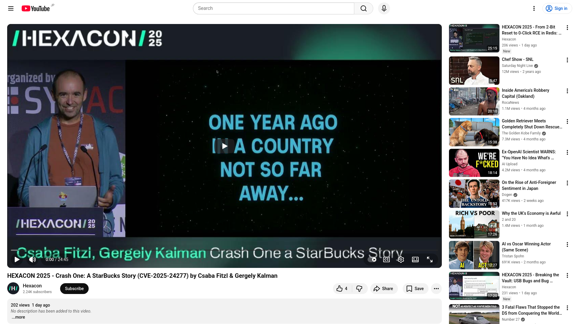 HEXACON 2025 - Crash One: A StarBucks Story (CVE-2025-24277) by Csaba Fitzl & Gergely Kalman - YouTube