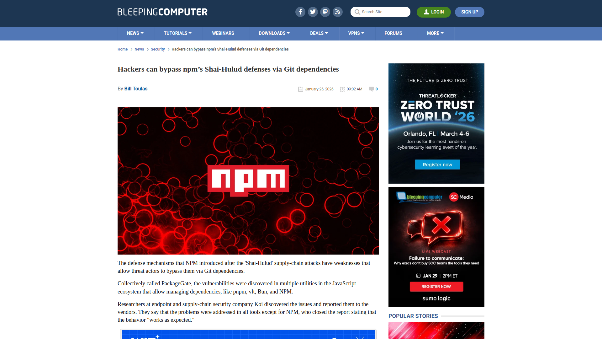 Hackers can bypass npm’s Shai-Hulud defenses via Git dependencies