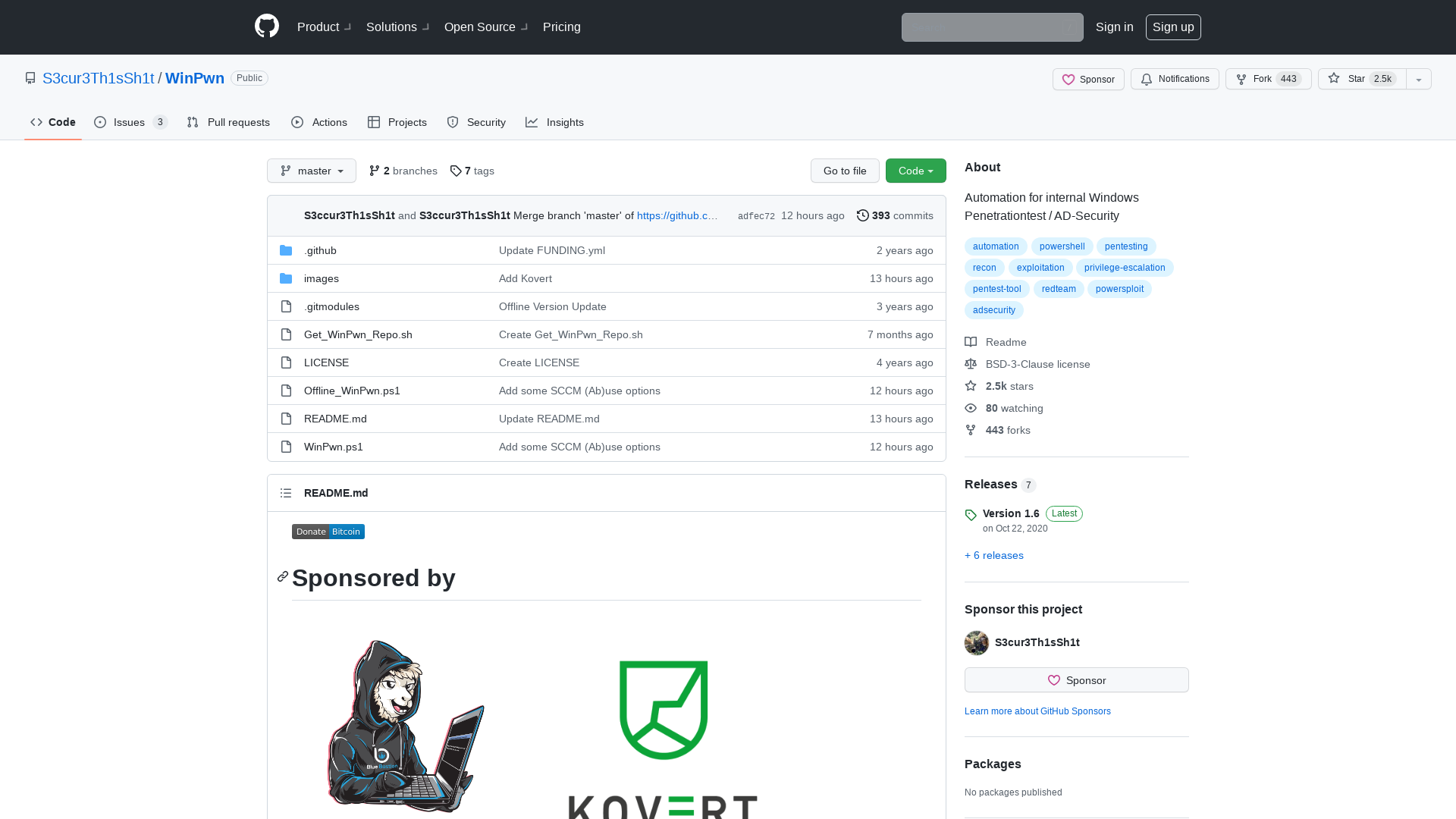 GitHub - S3cur3Th1sSh1t/WinPwn: Automation for internal Windows Penetrationtest / AD-Security