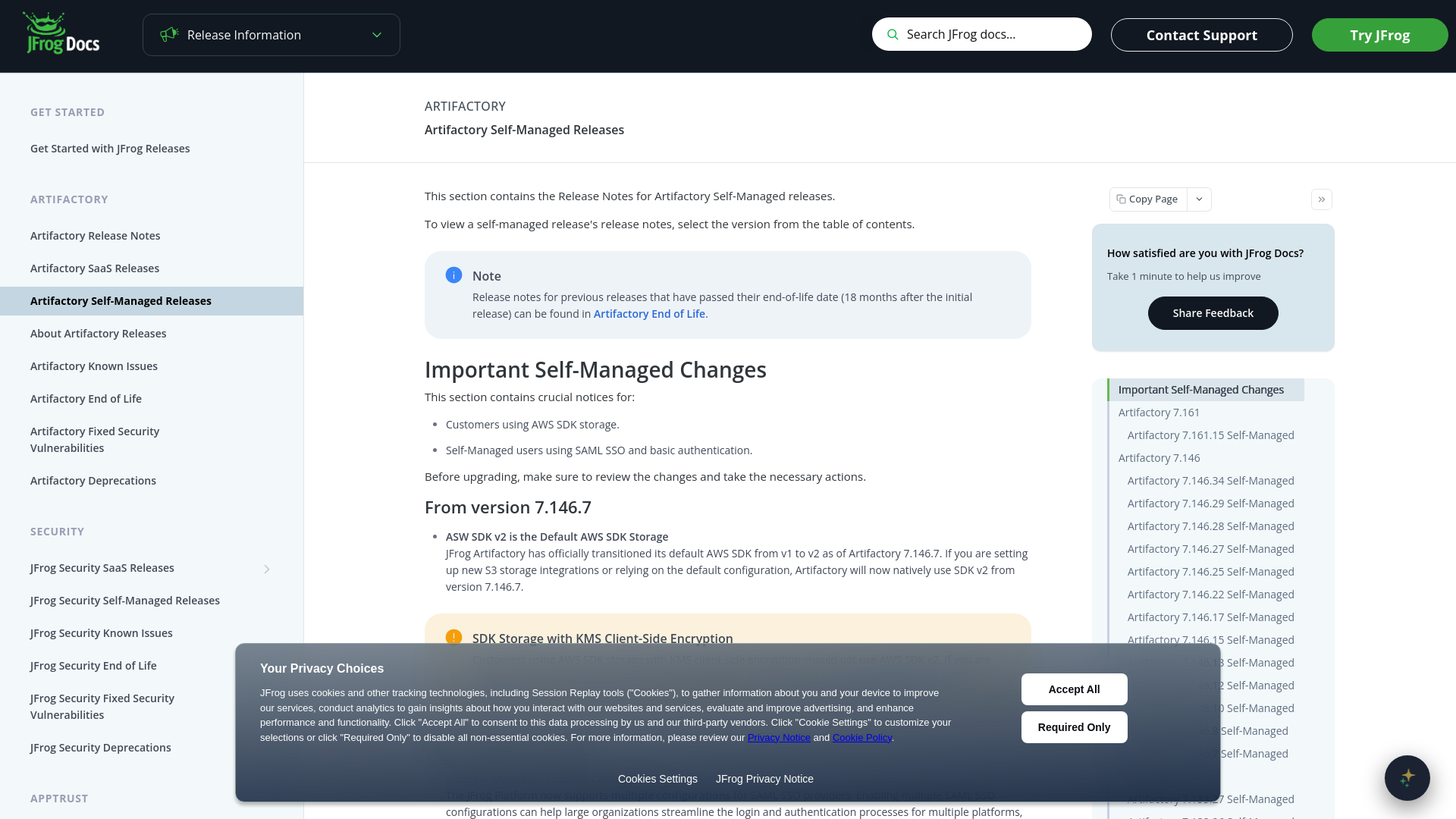 Artifactory Self-Managed Releases
