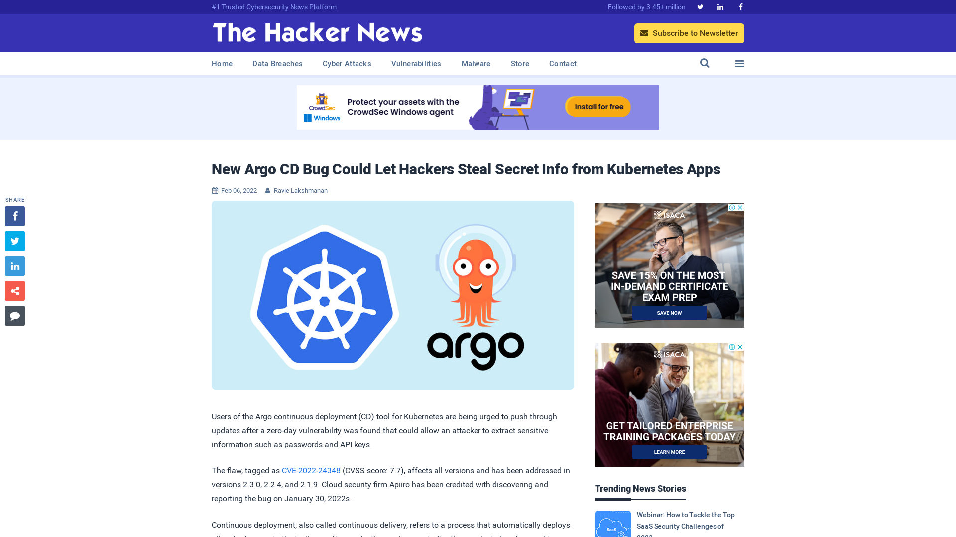 New Argo CD Bug Could Let Hackers Steal Secret Info from Kubernetes Apps