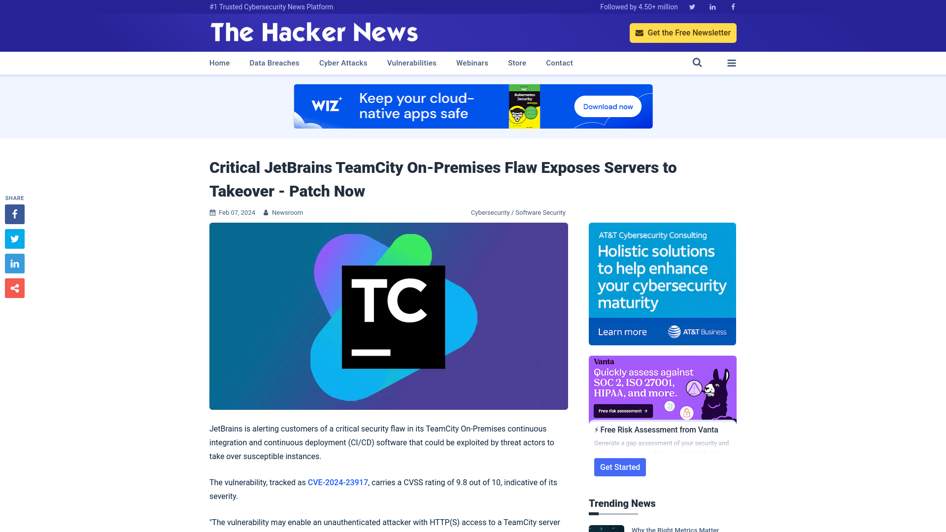 Critical JetBrains TeamCity On-Premises Flaw Exposes Servers to Takeover - Patch Now