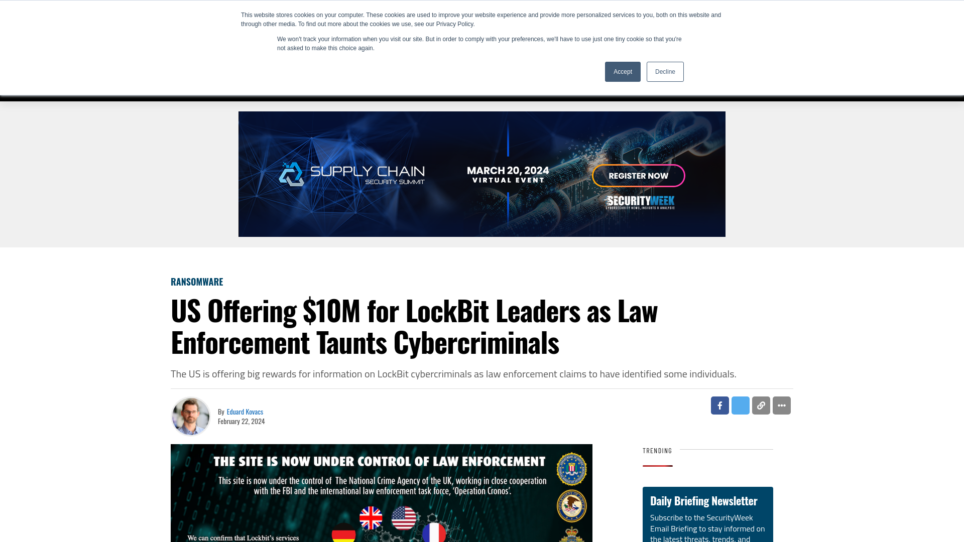 US Offering $10M for LockBit Leaders as Law Enforcement Taunts Cybercriminals - SecurityWeek