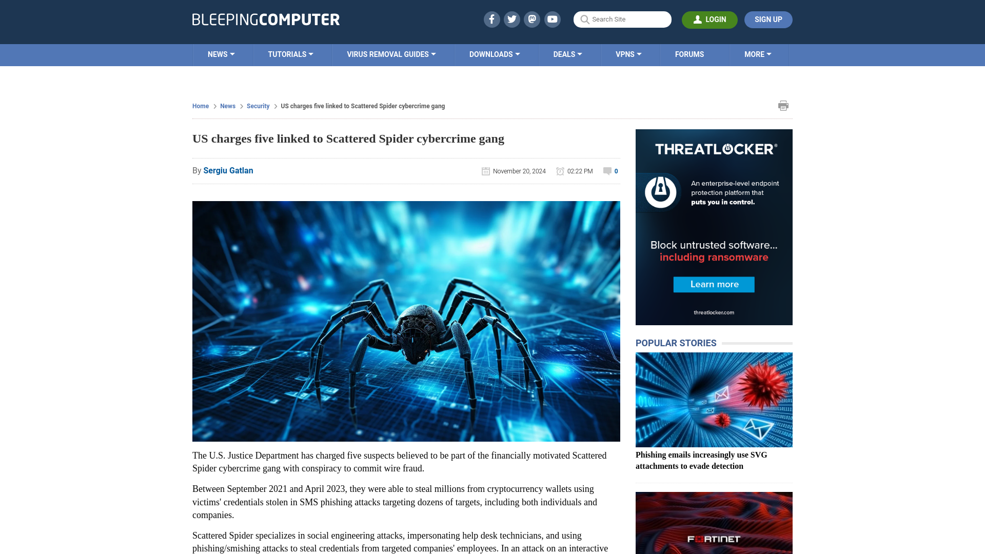 US charges five linked to Scattered Spider cybercrime gang