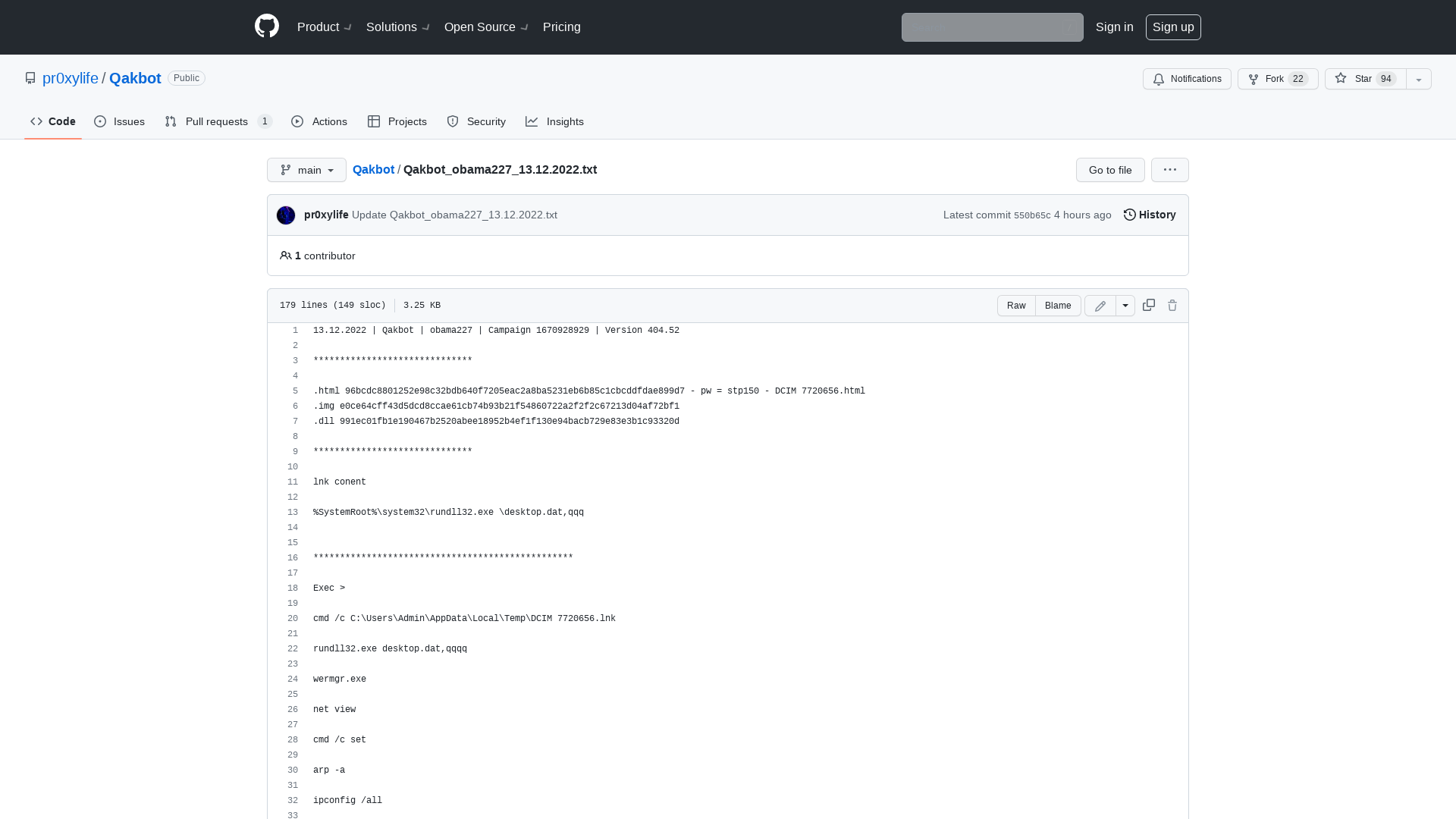 Qakbot/Qakbot_obama227_13.12.2022.txt at main · pr0xylife/Qakbot · GitHub