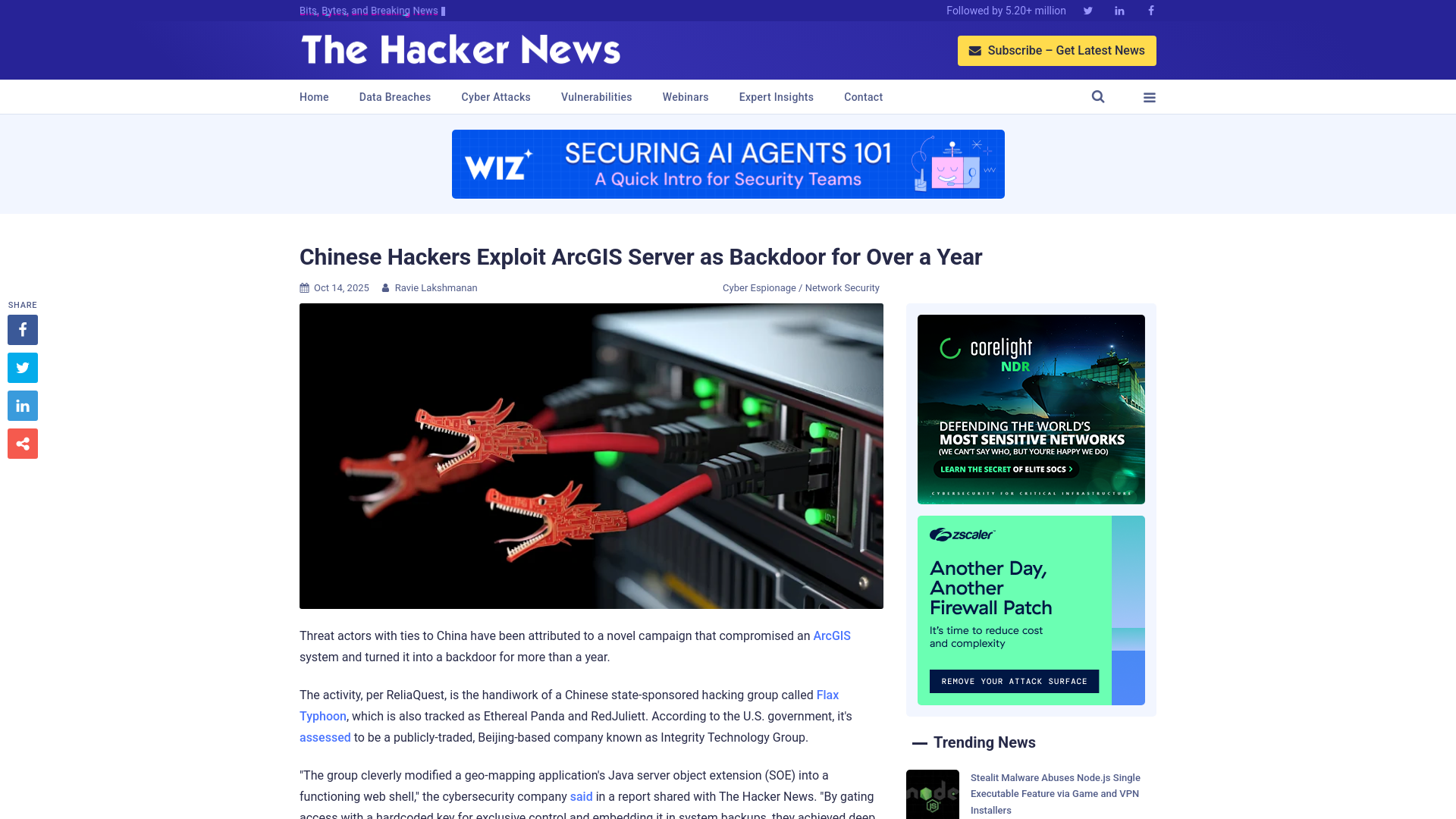 Chinese Hackers Exploit ArcGIS Server as Backdoor for Over a Year
