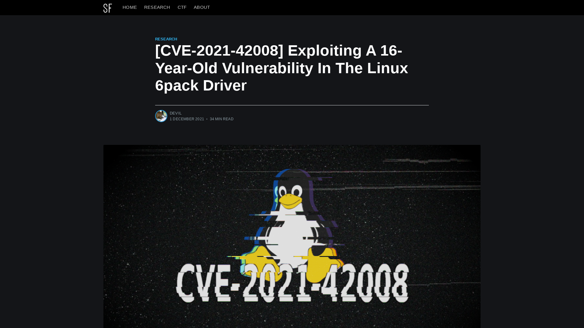 [CVE-2021-42008] Exploiting A 16-Year-Old Vulnerability In The Linux 6pack Driver