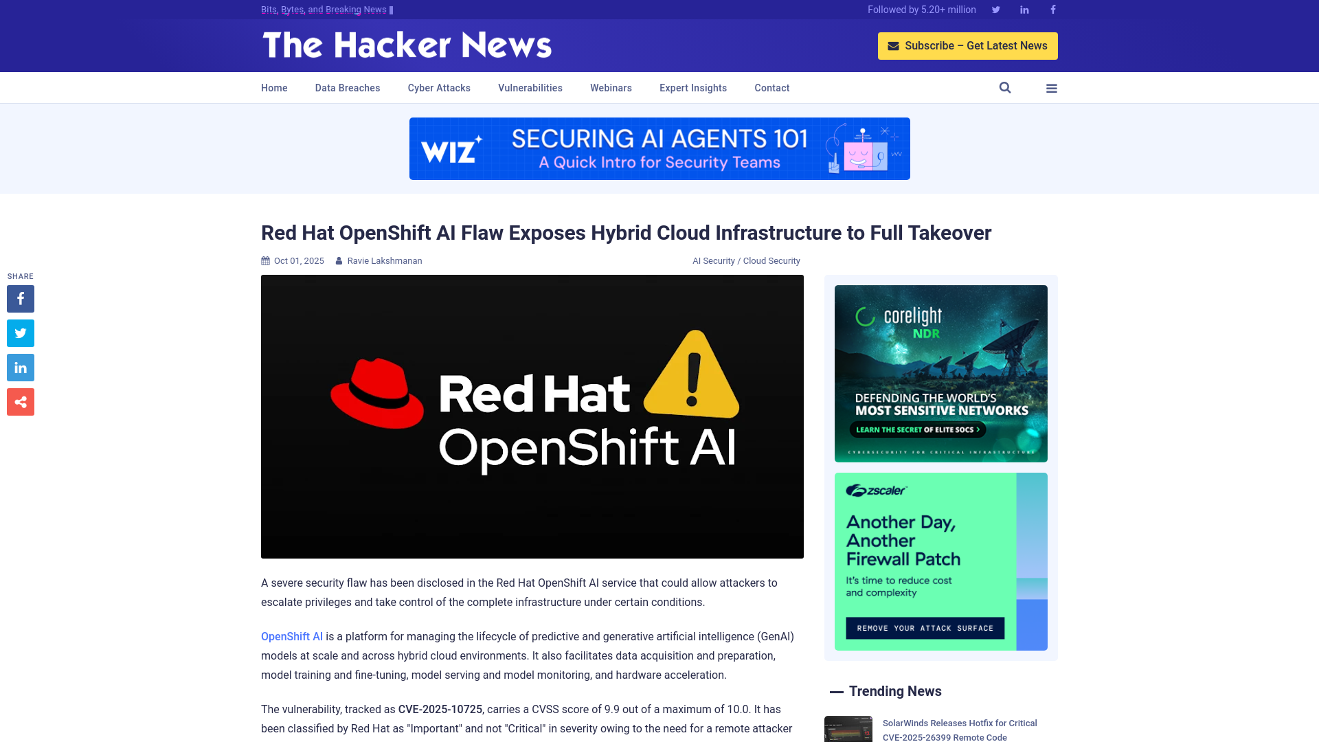 Red Hat OpenShift AI Flaw Exposes Hybrid Cloud Infrastructure to Full Takeover
