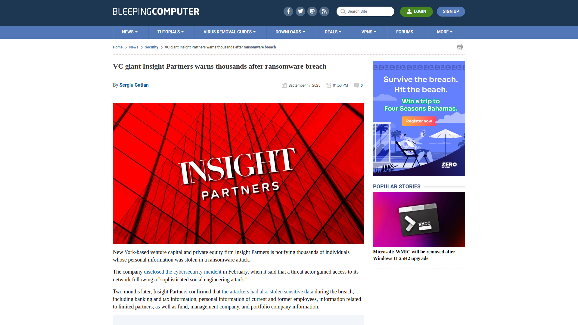 VC giant Insight Partners warns thousands after ransomware breach