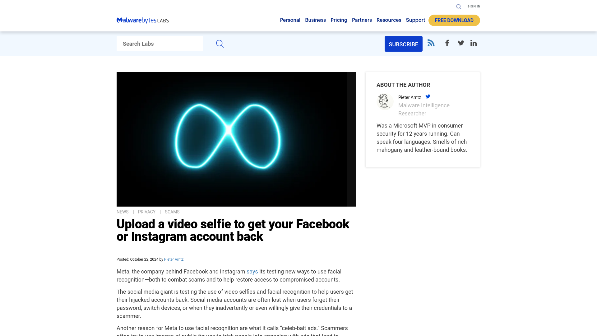 Upload a video selfie to get your Facebook or Instagram account back | Malwarebytes