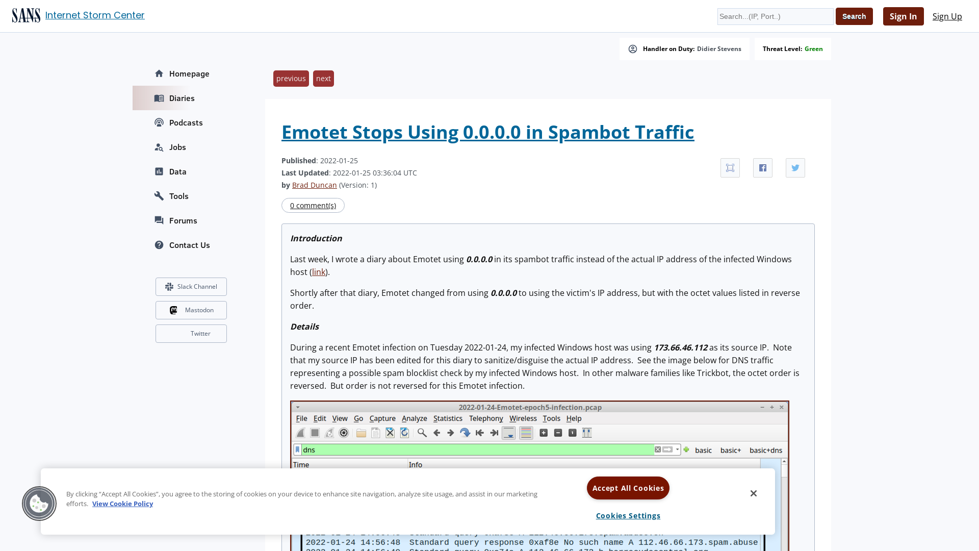 InfoSec Handlers Diary Blog - SANS Internet Storm Center