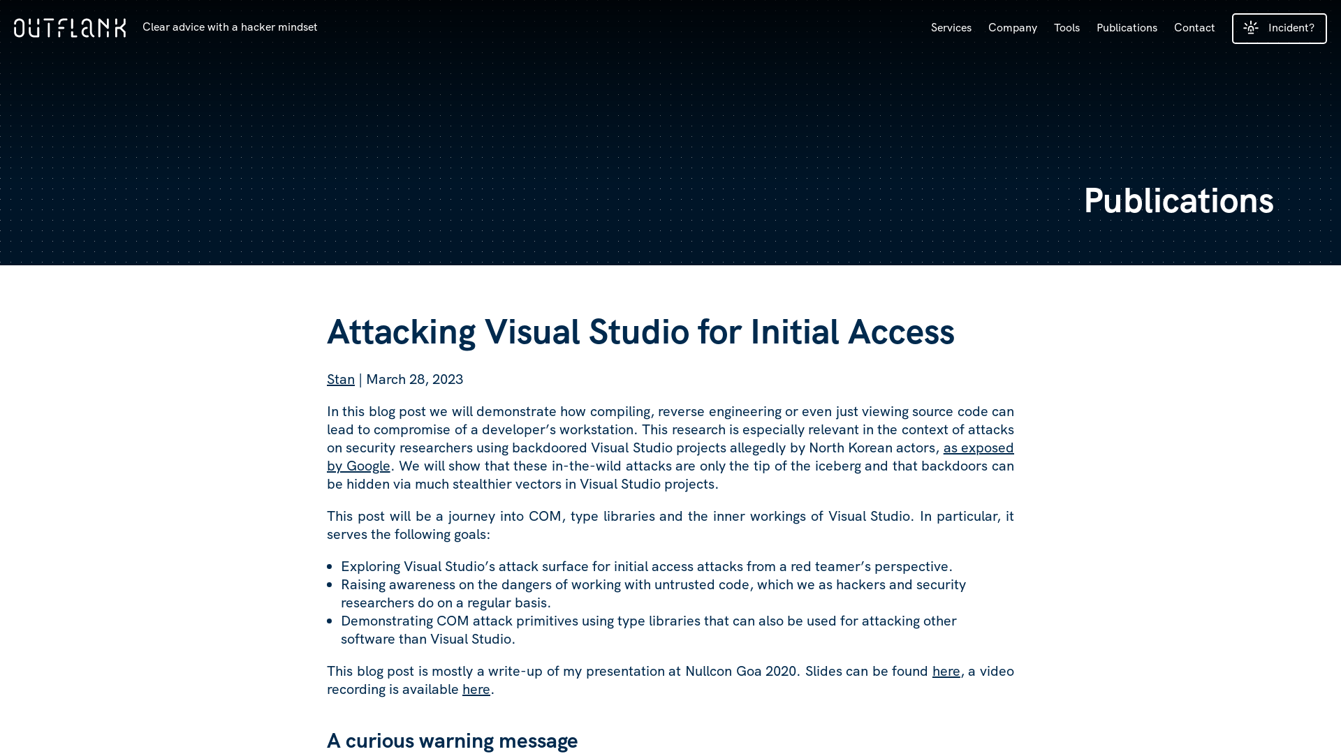 Attacking Visual Studio for Initial Access | Outflank