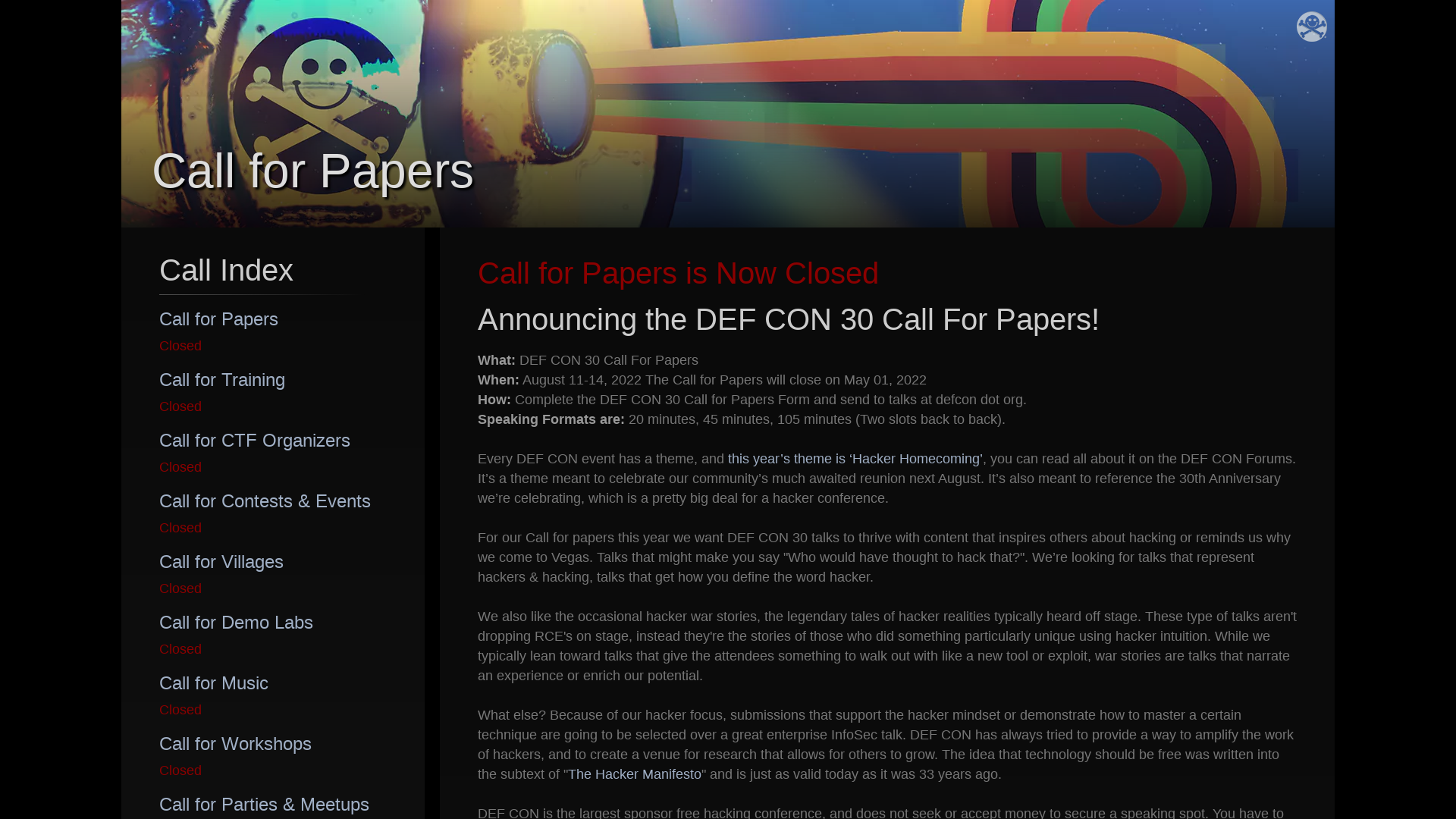 DEF CON® 30 Hacking Conference - Call for Papers