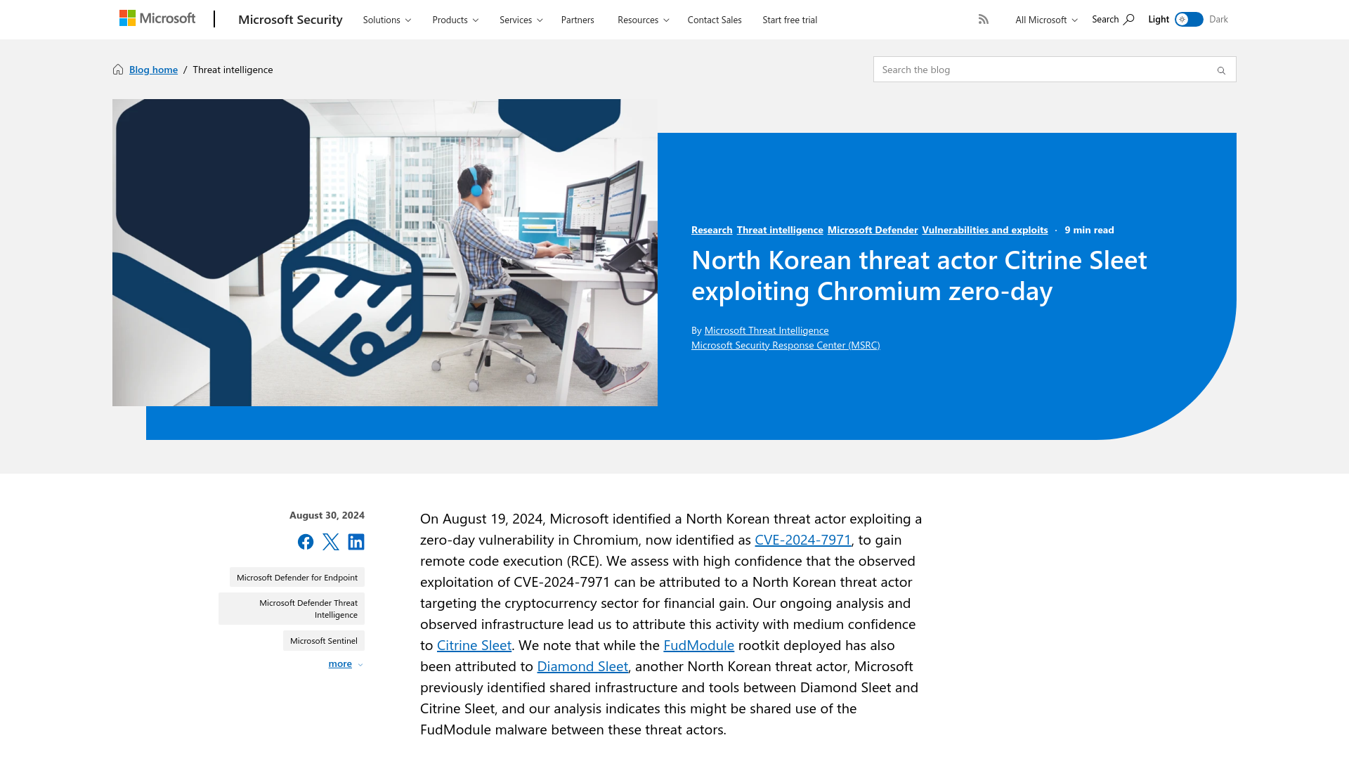 North Korean threat actor Citrine Sleet exploiting Chromium zero-day | Microsoft Security Blog