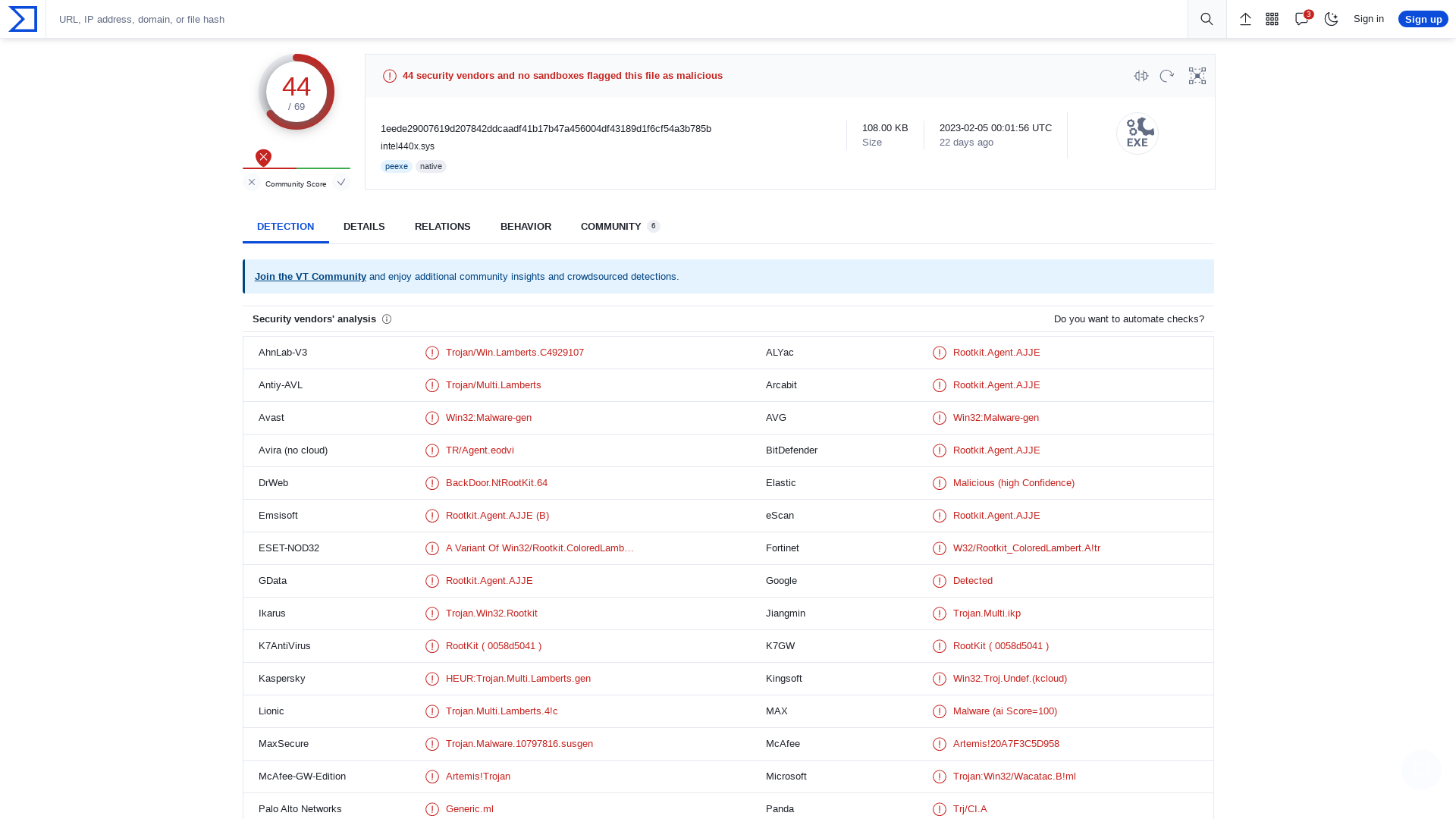 VirusTotal - File - 1eede29007619d207842ddcaadf41b17b47a456004df43189d1f6cf54a3b785b