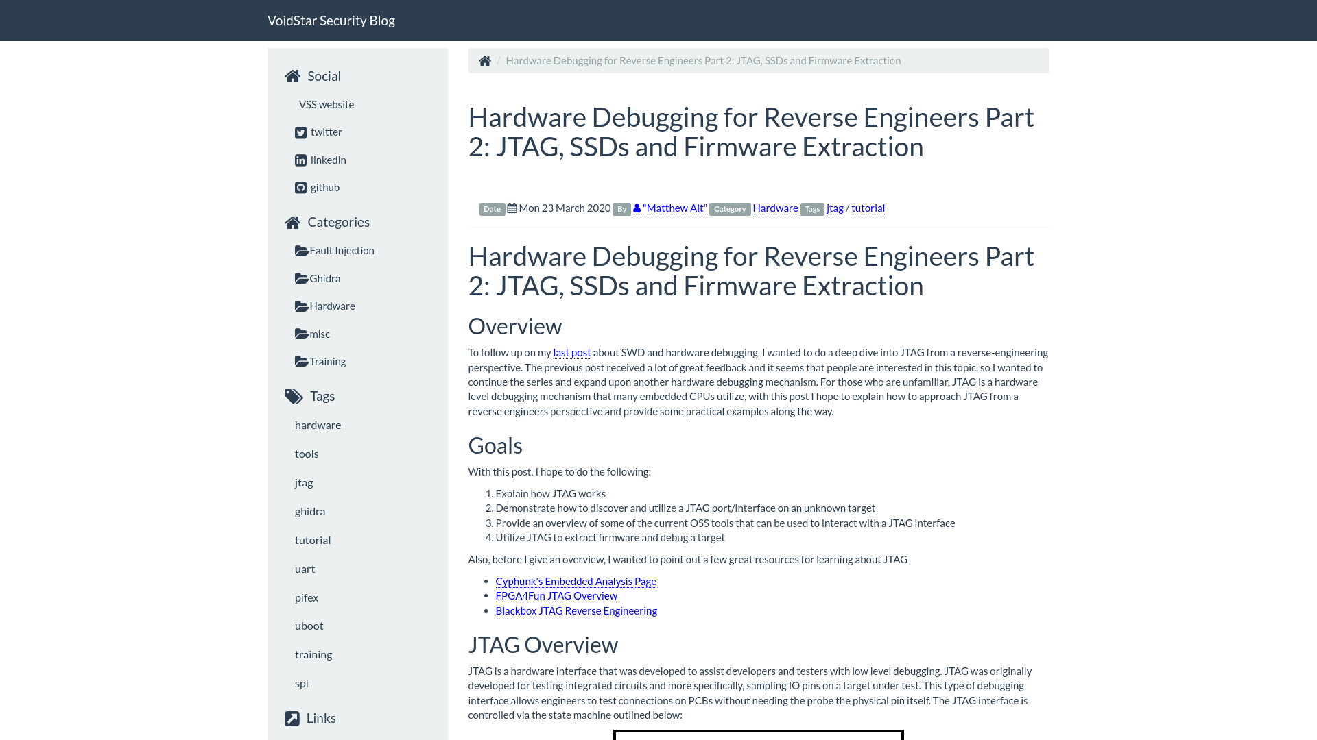 Hardware Debugging for Reverse Engineers Part 2: JTAG, SSDs and Firmware Extraction - VoidStar Security Blog