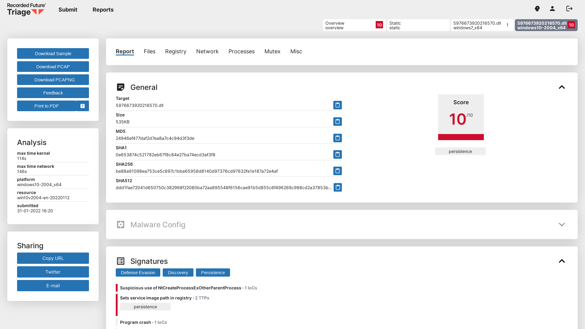 Triage | Behavioral Report