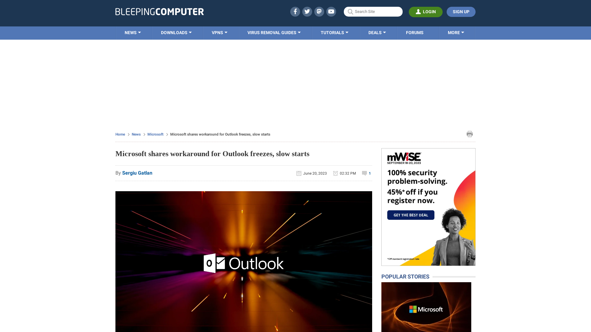 Microsoft shares workaround for Outlook freezes, slow starts