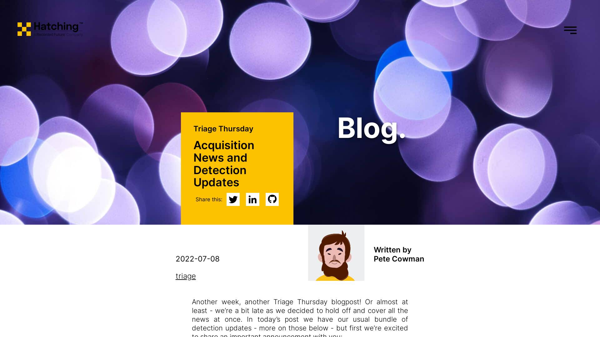 Acquisition News and Detection Updates