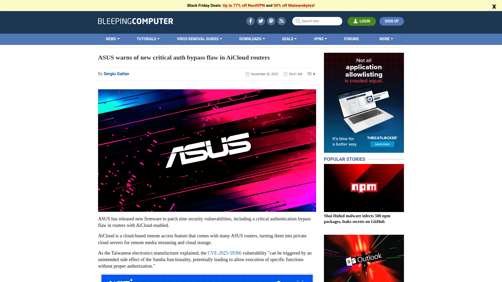 ASUS warns of new critical auth bypass flaw in AiCloud routers