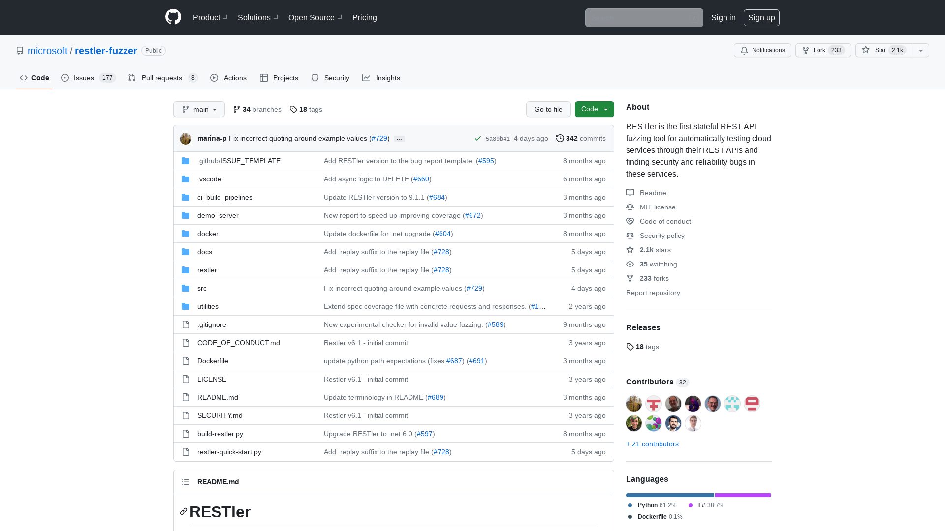 GitHub - microsoft/restler-fuzzer: RESTler is the first stateful REST API fuzzing tool for automatically testing cloud services through their REST APIs and finding security and reliability bugs in these services.