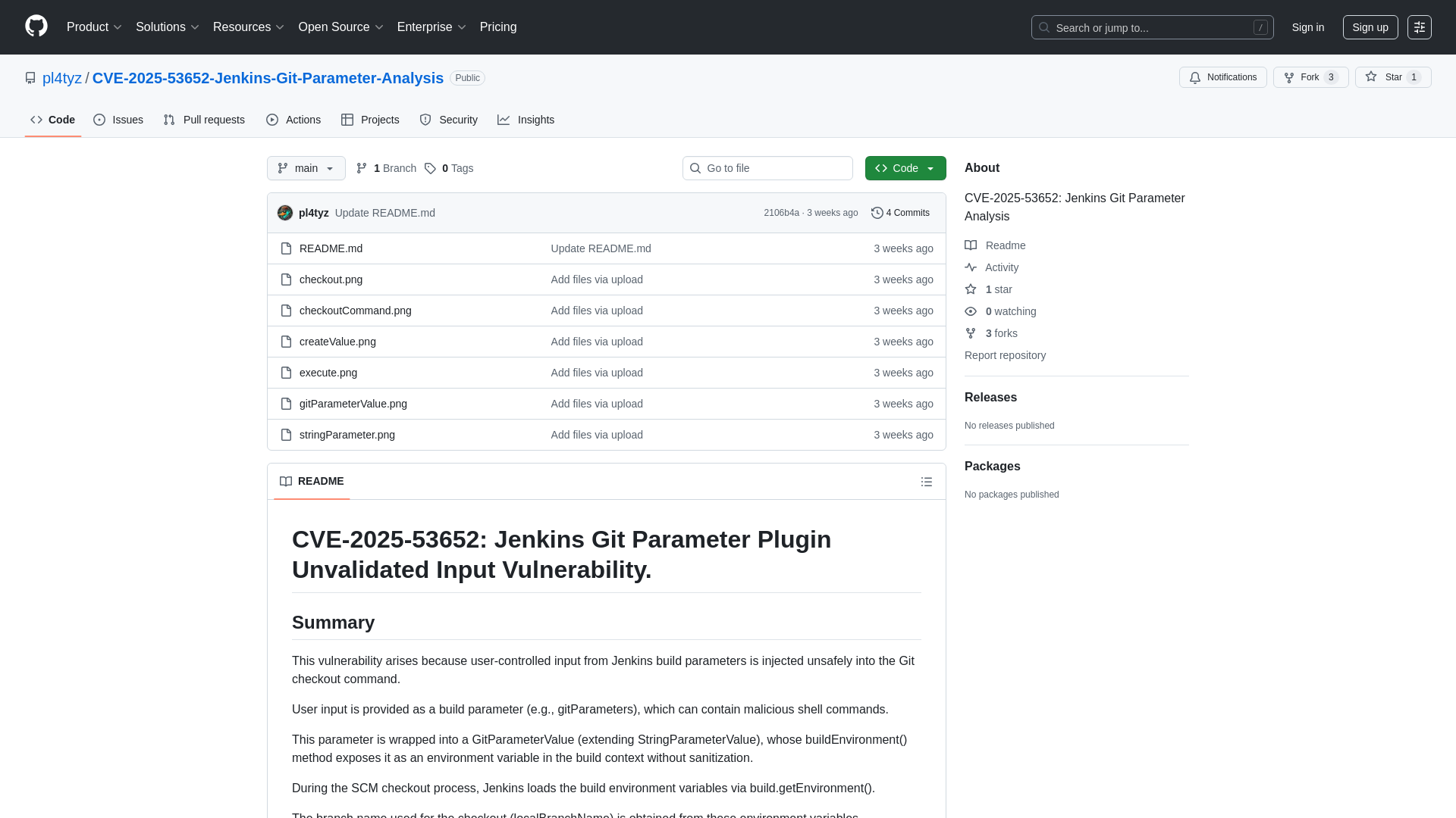GitHub - pl4tyz/CVE-2025-53652-Jenkins-Git-Parameter-Analysis: CVE-2025-53652: Jenkins Git Parameter Analysis