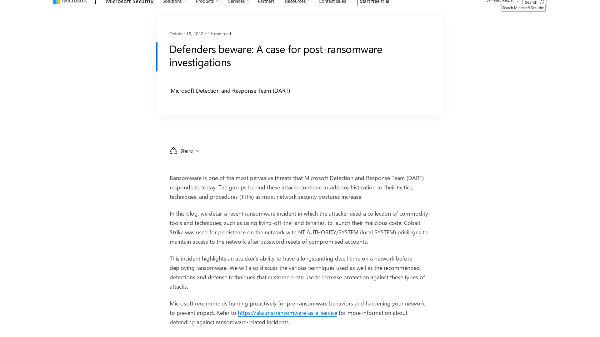 Defenders beware: A case for post-ransomware investigations - Microsoft Security Blog