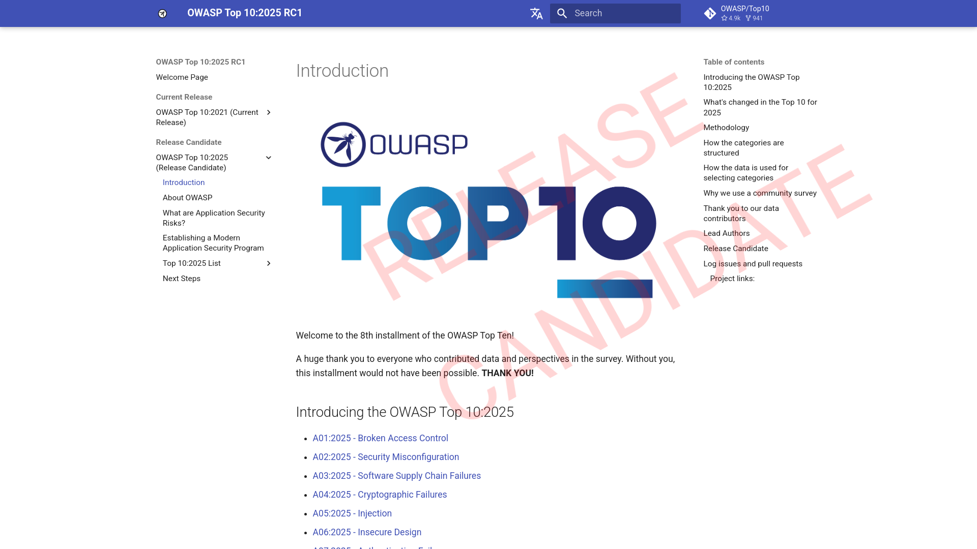 Introduction - OWASP Top 10:2025 RC1