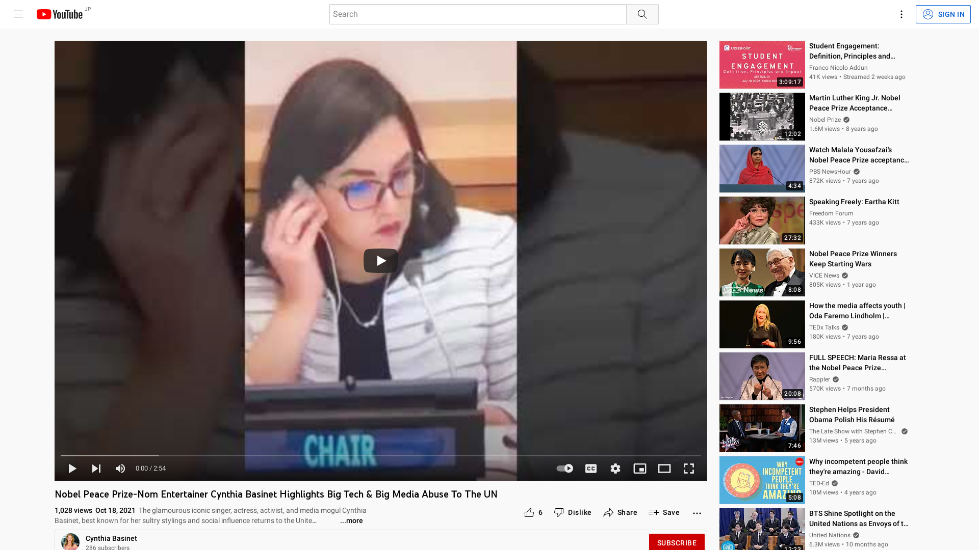 Nobel Peace Prize-Nom Entertainer Cynthia Basinet Highlights Big Tech & Big Media Abuse To The UN - YouTube
