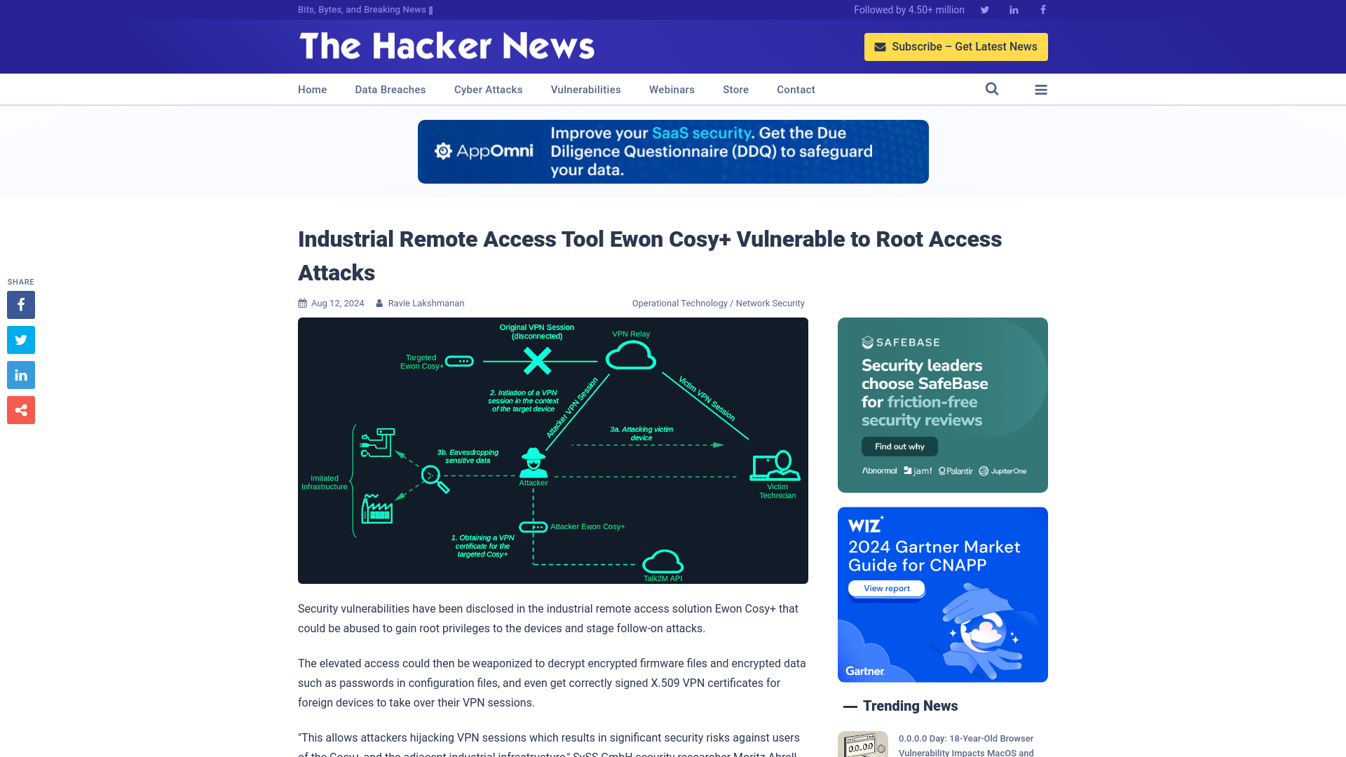 Industrial Remote Access Tool Ewon Cosy+ Vulnerable to Root Access Attacks