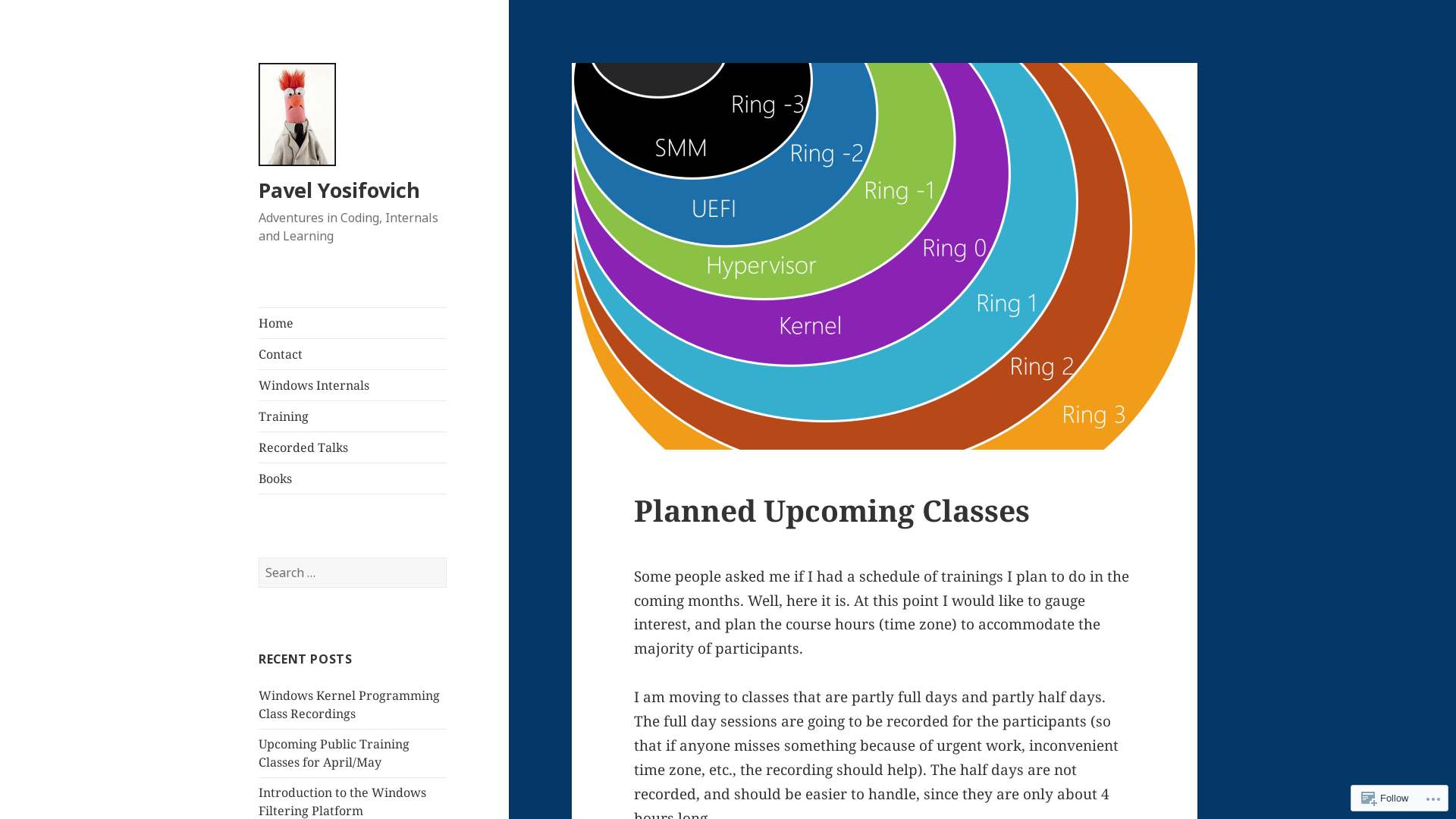 Planned Upcoming Classes – Pavel Yosifovich