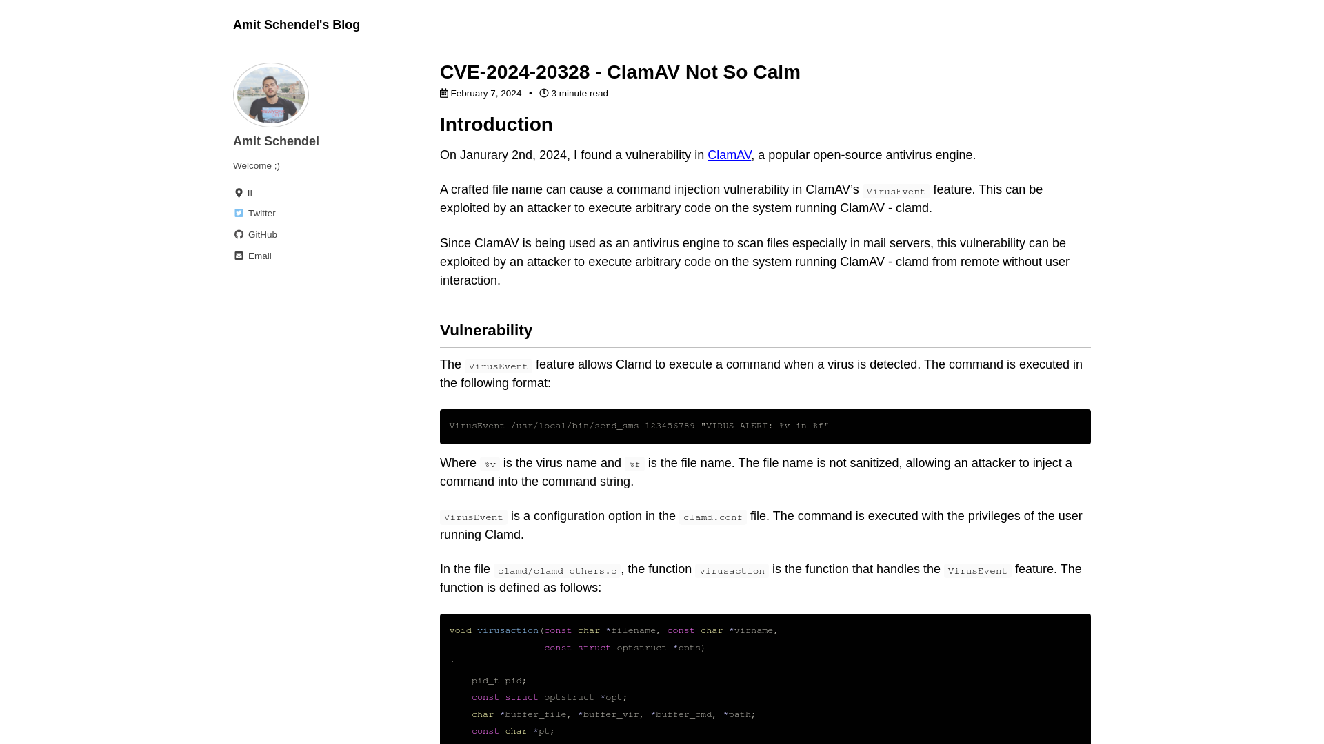 CVE-2024-20328 - ClamAV Not So Calm - Amit Schendel’s Blog