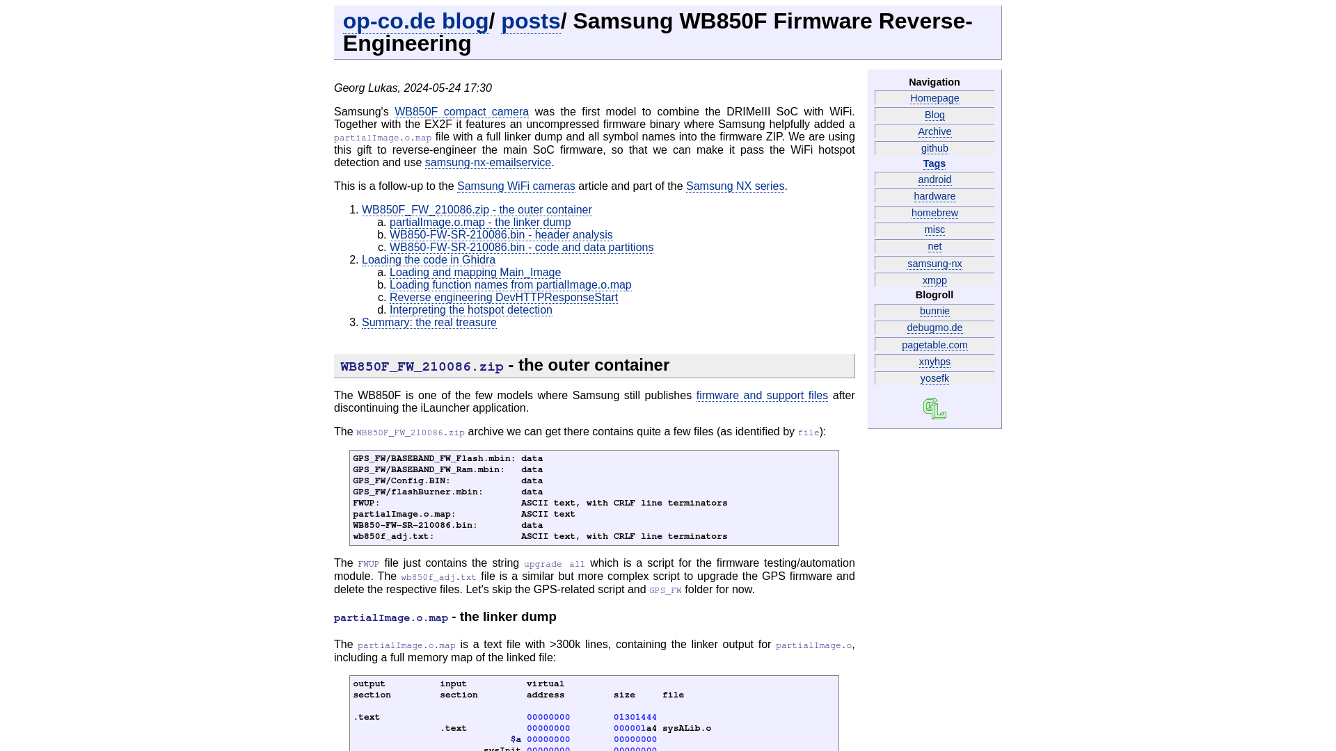 Samsung WB850F Firmware Reverse-Engineering