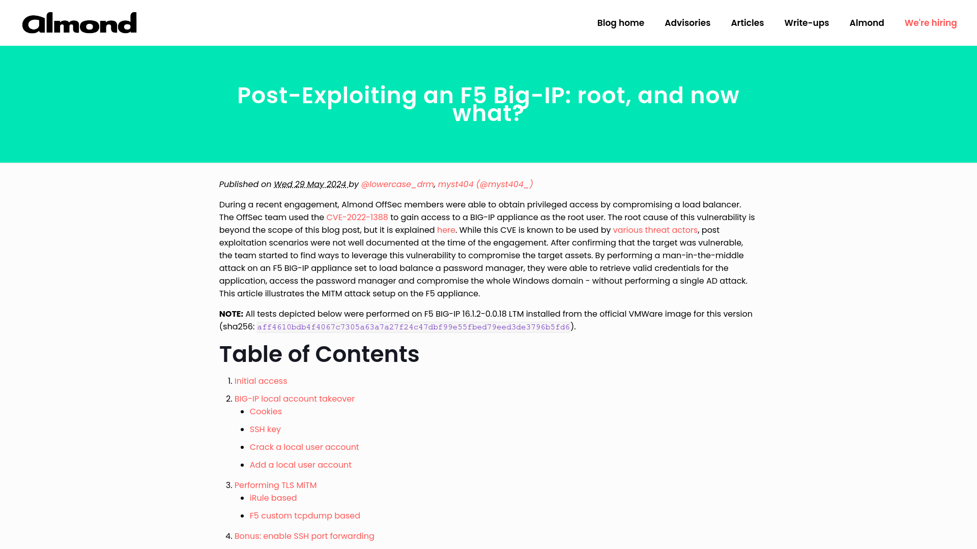 Post-Exploiting an F5 Big-IP: root, and now what? - Almond Offensive Security Blog