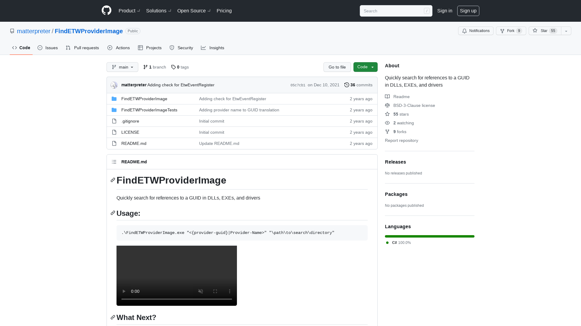 GitHub - matterpreter/FindETWProviderImage: Quickly search for references to a GUID in DLLs, EXEs, and drivers