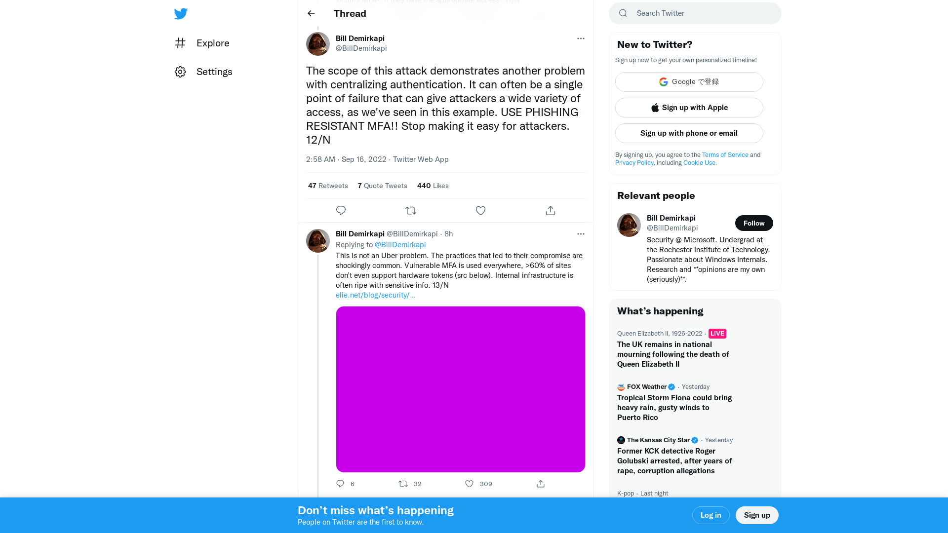 Bill Demirkapi on Twitter: "The scope of this attack demonstrates another problem with centralizing authentication. It can often be a single point of failure that can give attackers a wide variety of access, as we've seen in this example. USE PHISHING RESISTANT MFA!! Stop making it easy for attackers. 12/N" / Twitter